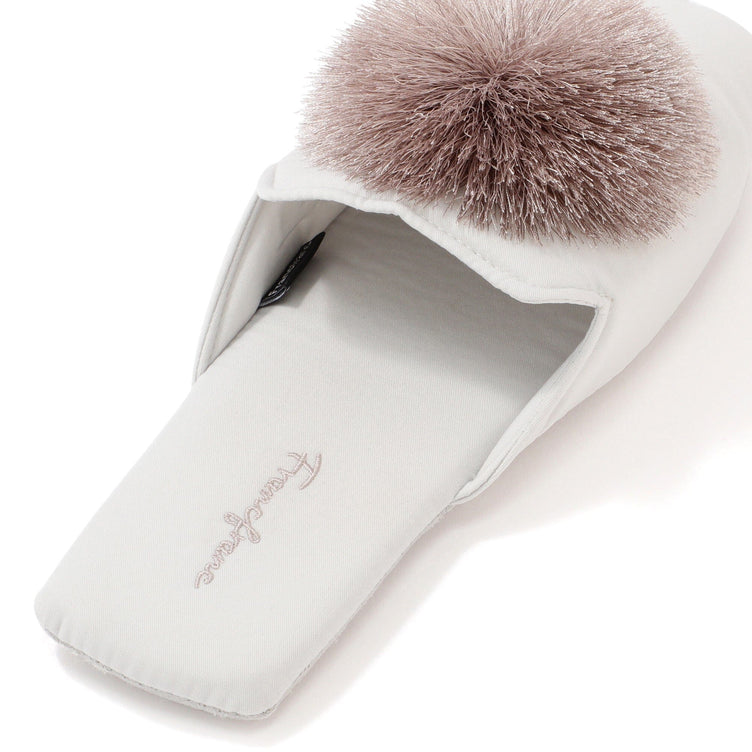 Round Tassel Room Shoes Light Gray