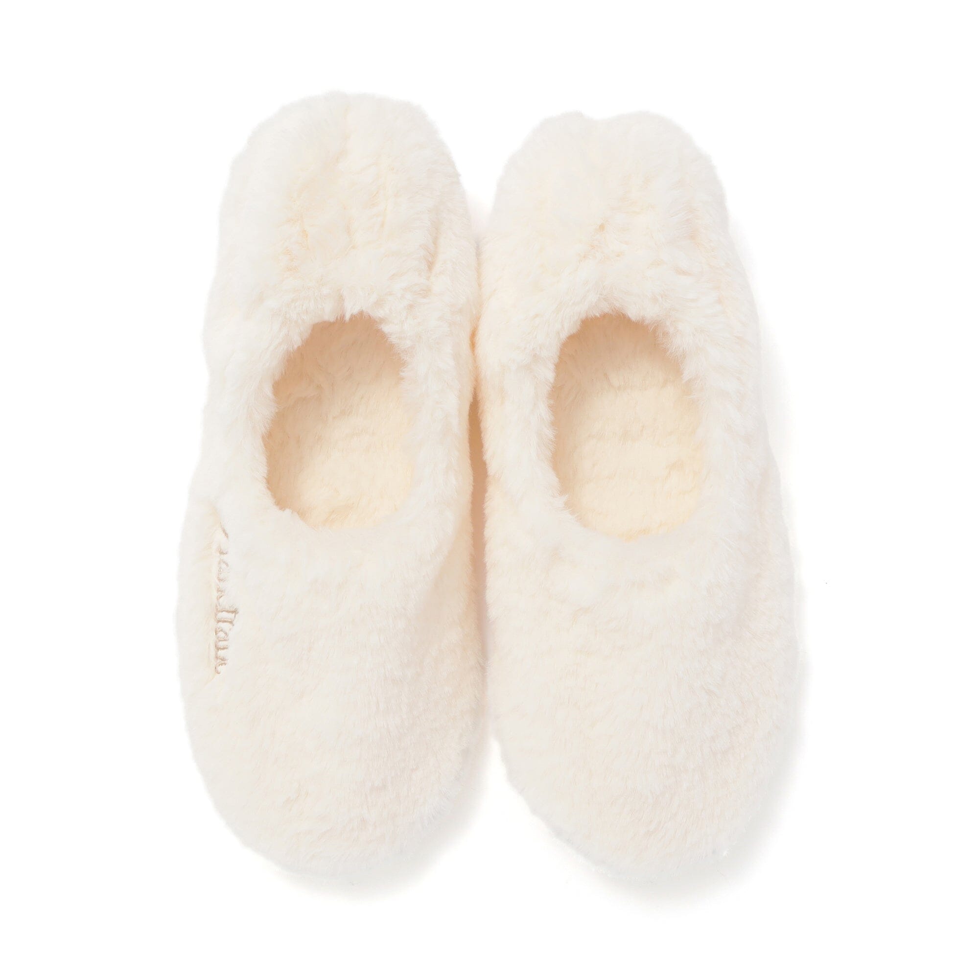 Pocketable Eco Fur Room Shoes Ivory