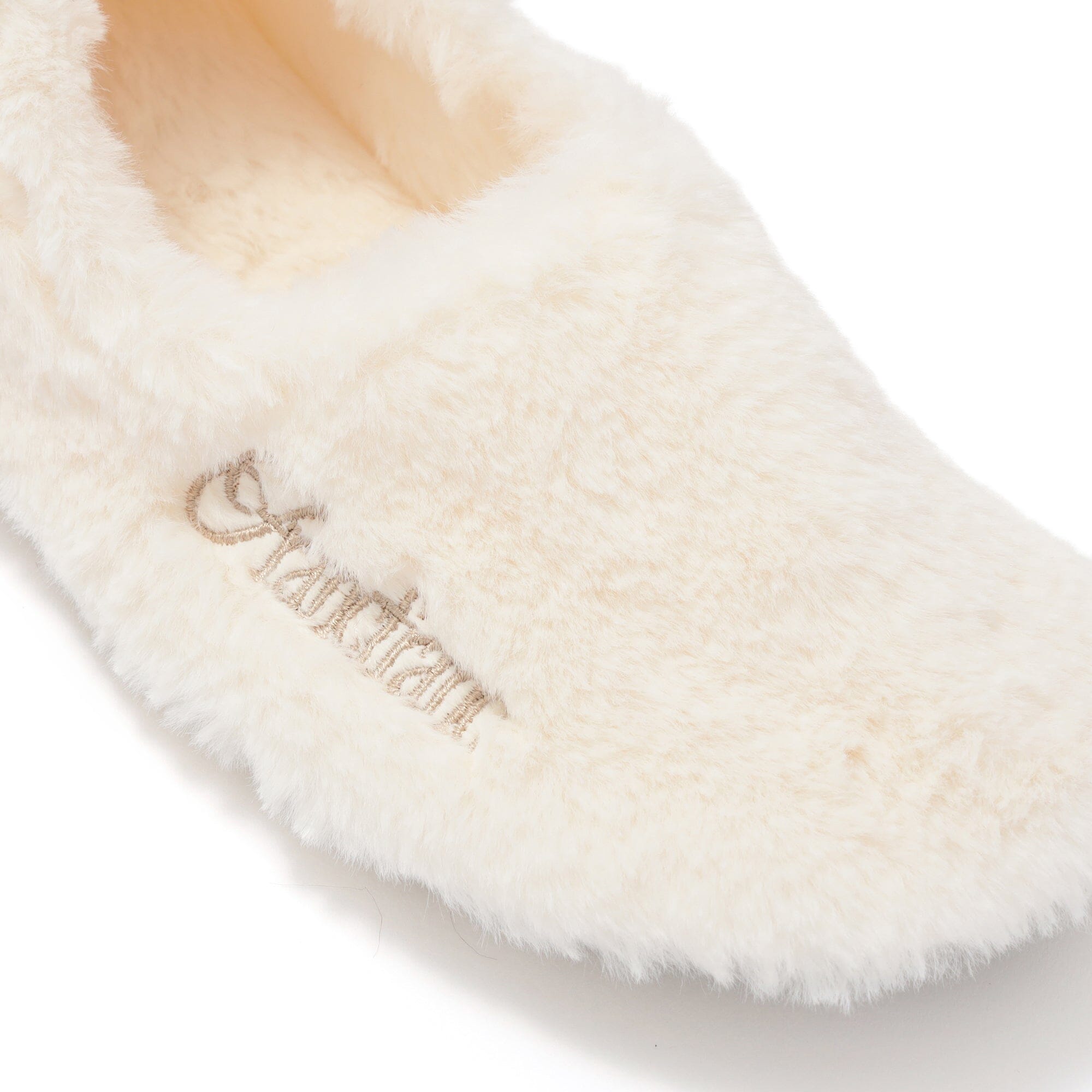 Pocketable Eco Fur Room Shoes Ivory
