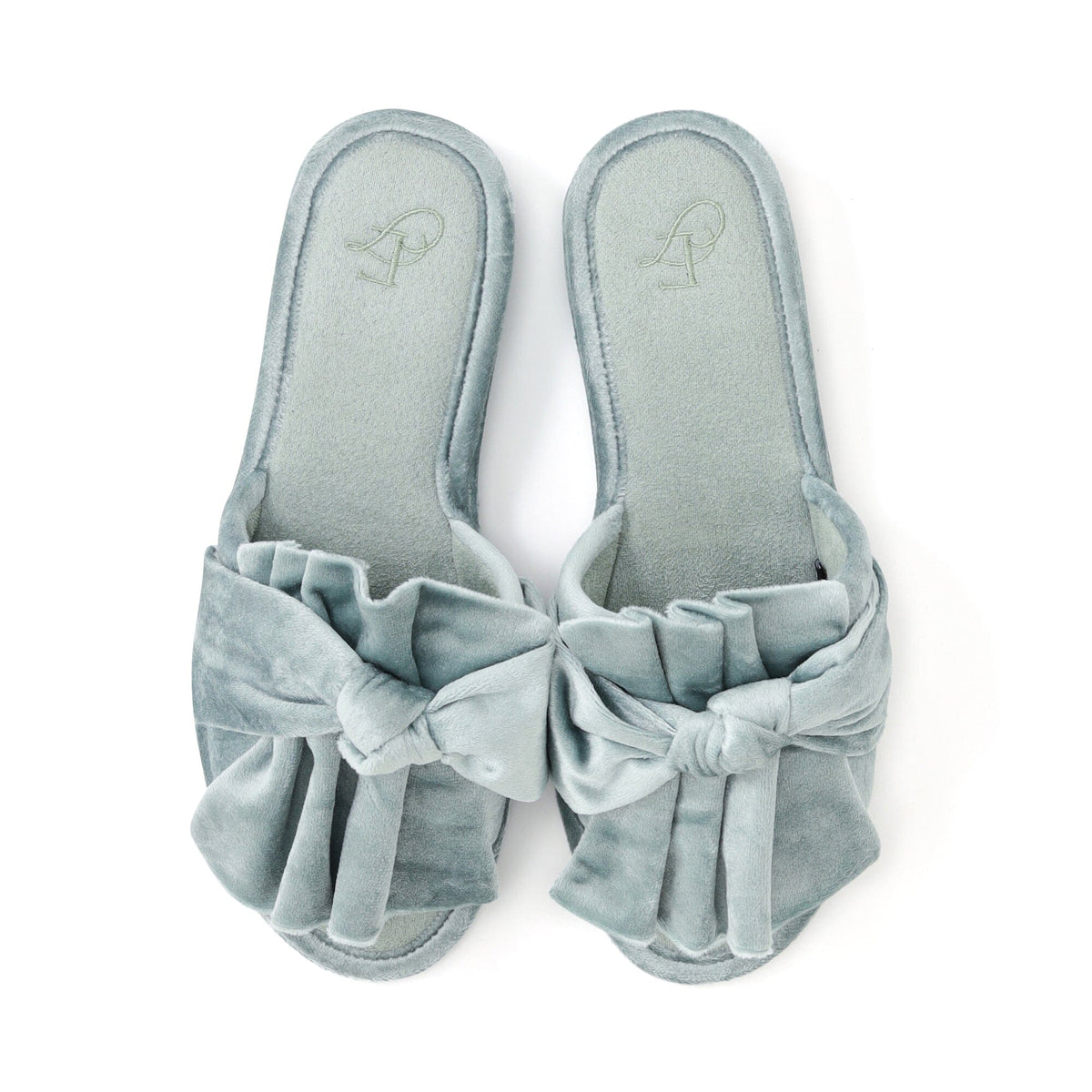 Velour Ribbon Room Shoes Mint