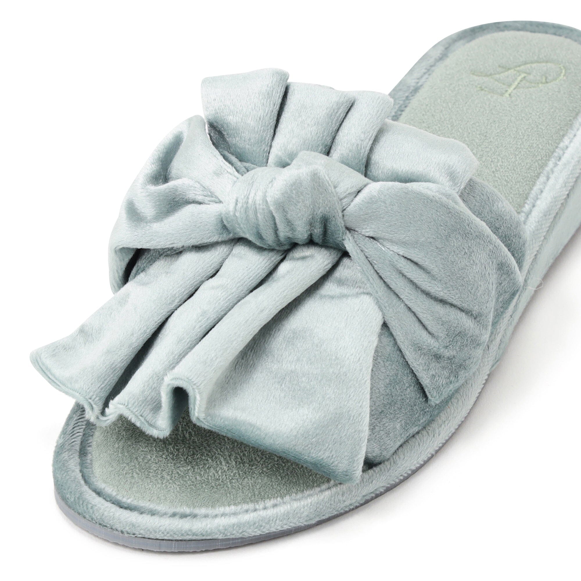 Velour Ribbon Room Shoes Mint