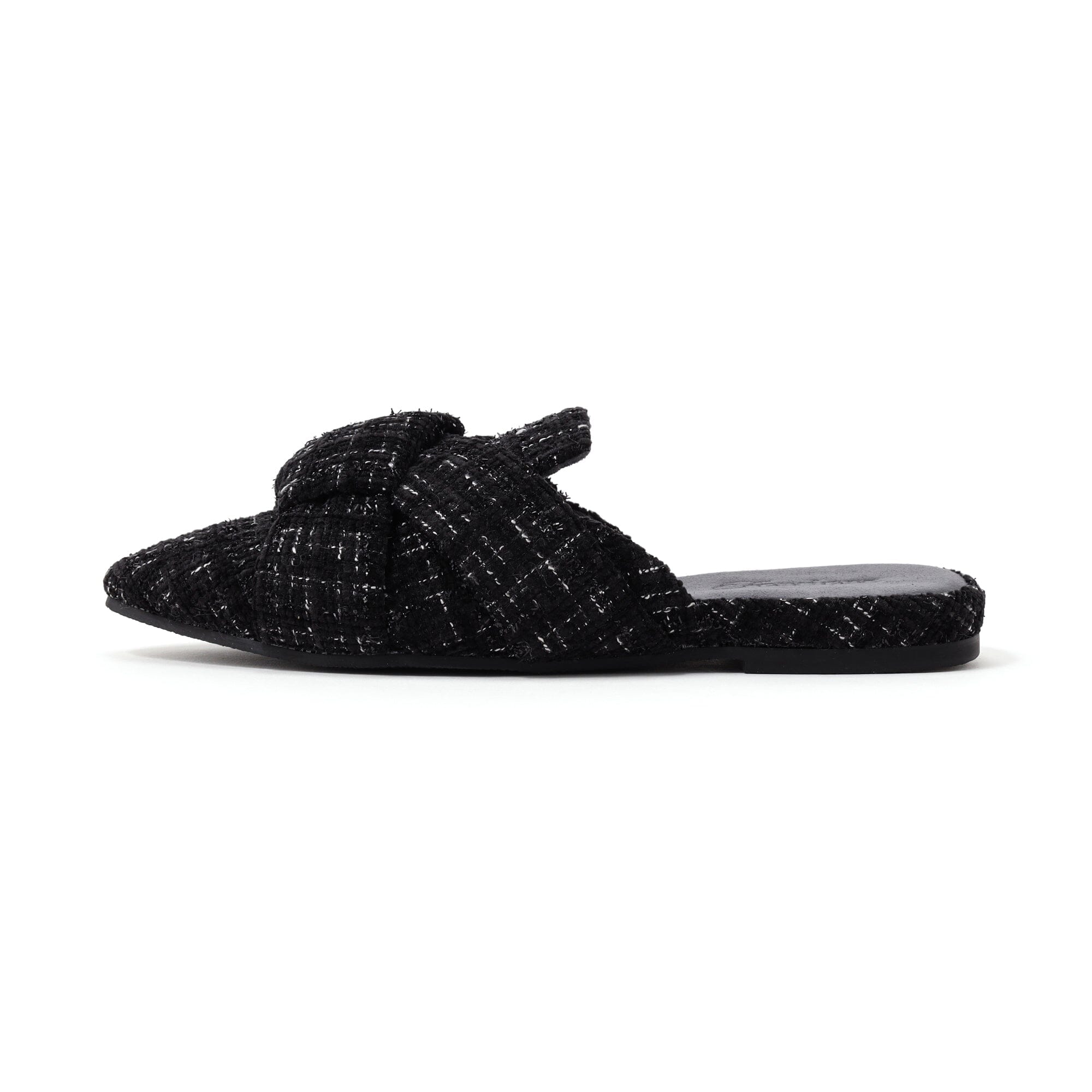 Cross Tweed Room Shoes Black