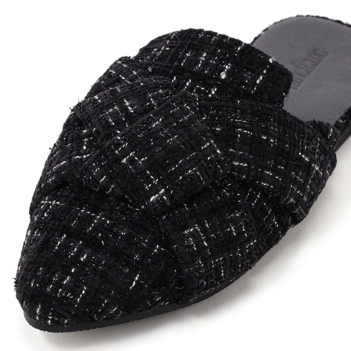 Cross Tweed Room Shoes Black