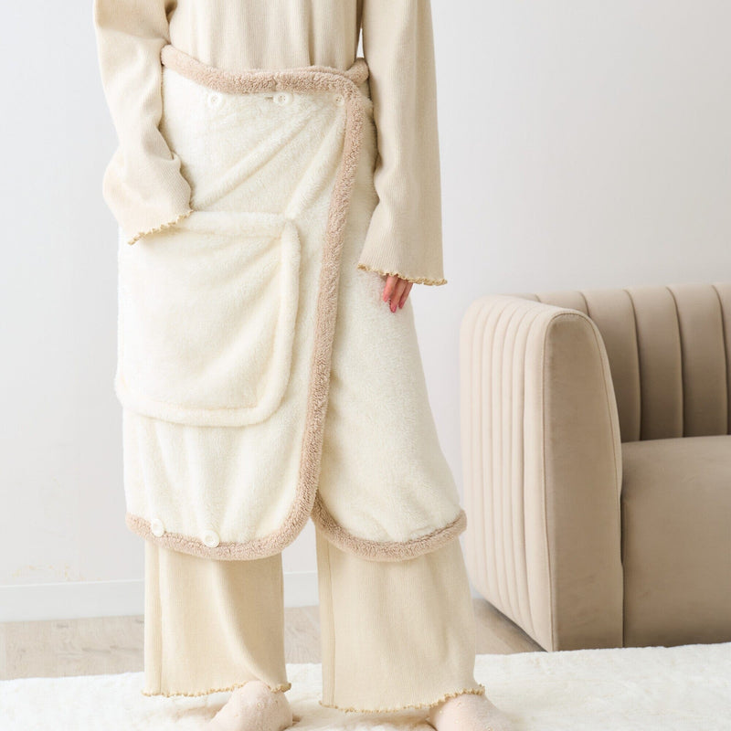 Warm Fleece 4Way Poncho White