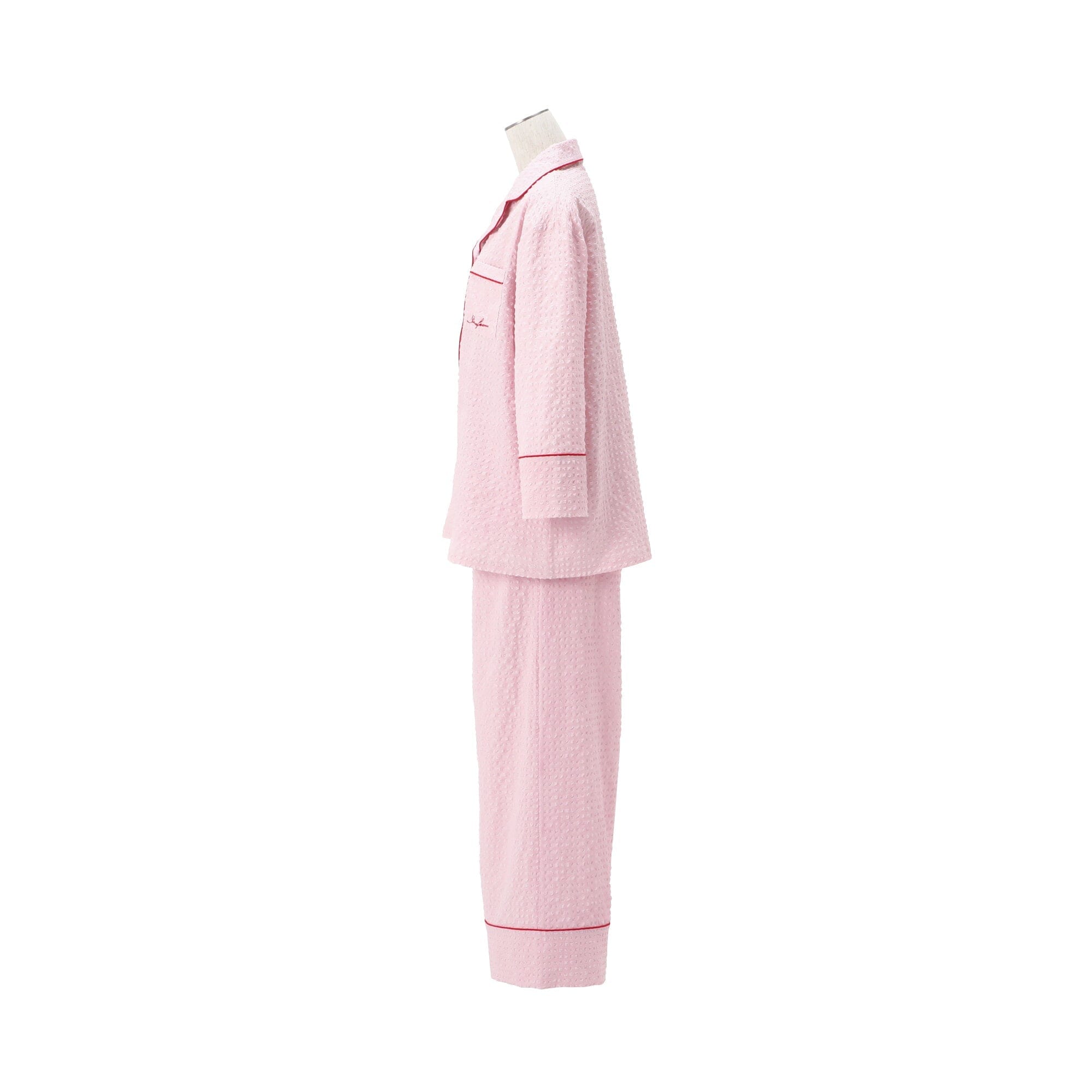 Logo Check Jacquard Pajamas With Embroidery Pink
