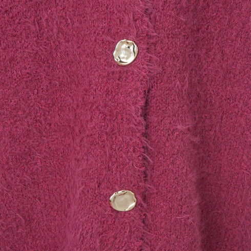 Feather Yarn Cardigan Dark Pink