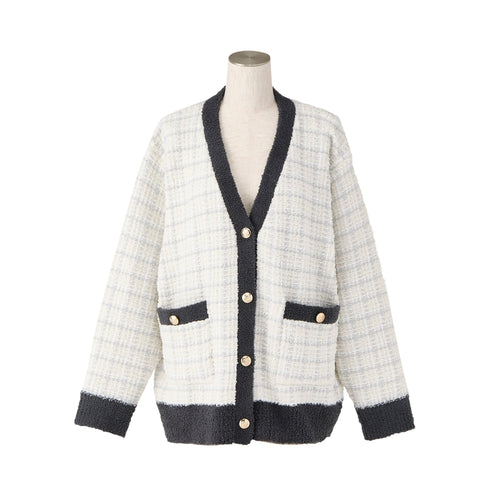 Tweed Pattern Cardigan Ivory