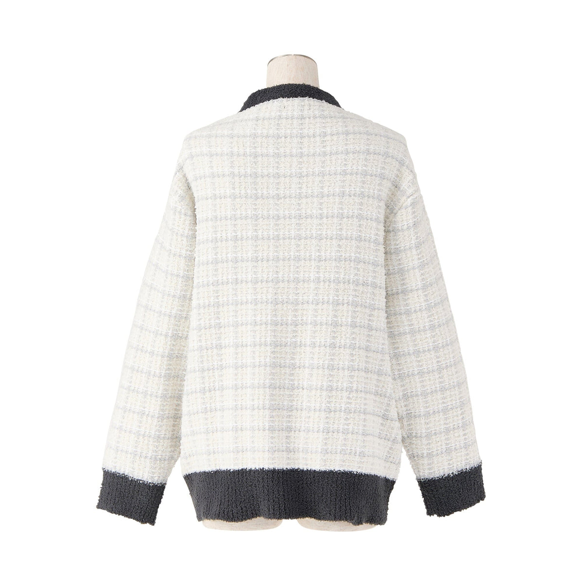 Tweed Pattern Cardigan Ivory