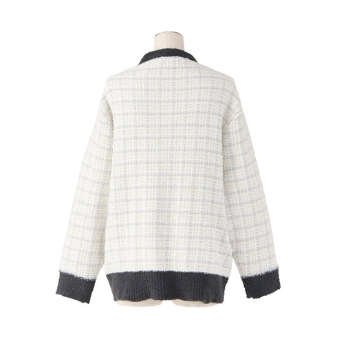Tweed Pattern Cardigan Ivory