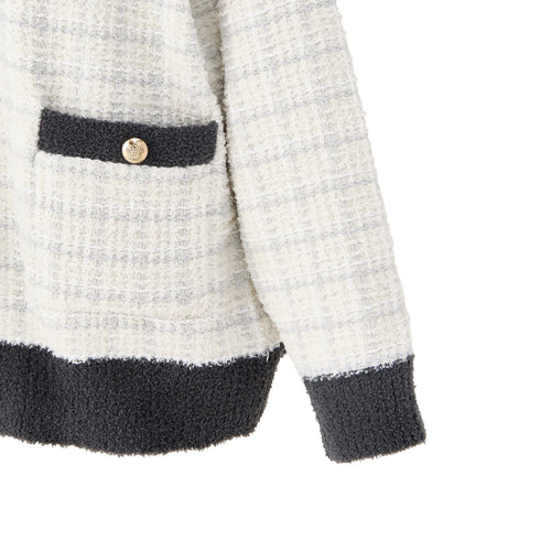 Tweed Pattern Cardigan Ivory