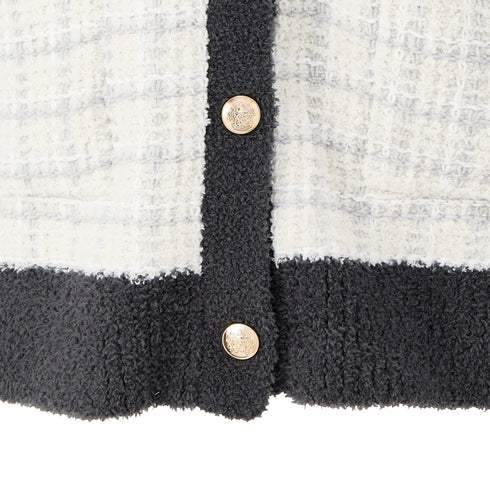 Tweed Pattern Cardigan Ivory