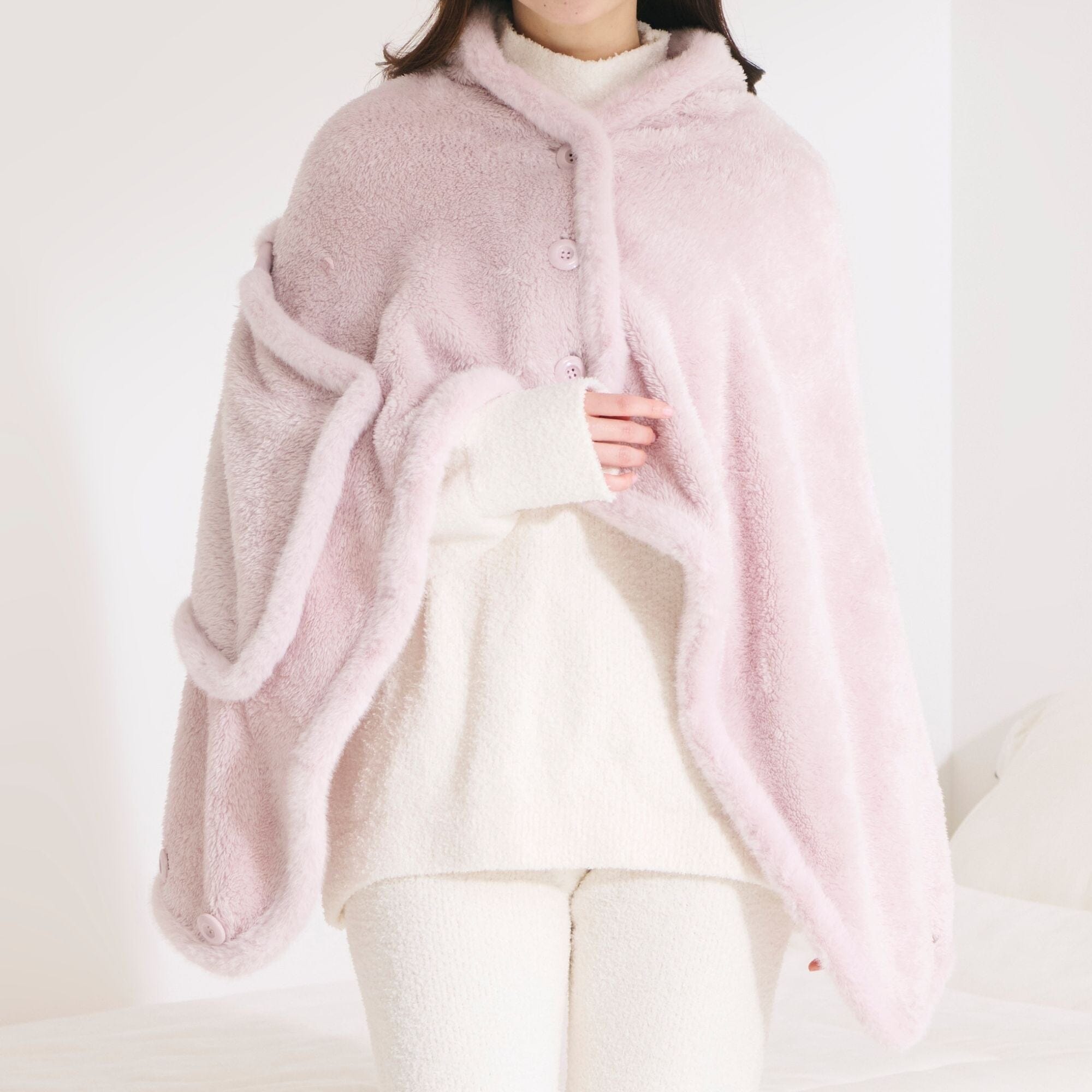 Warm Fleece 4Way Poncho Size S Pink