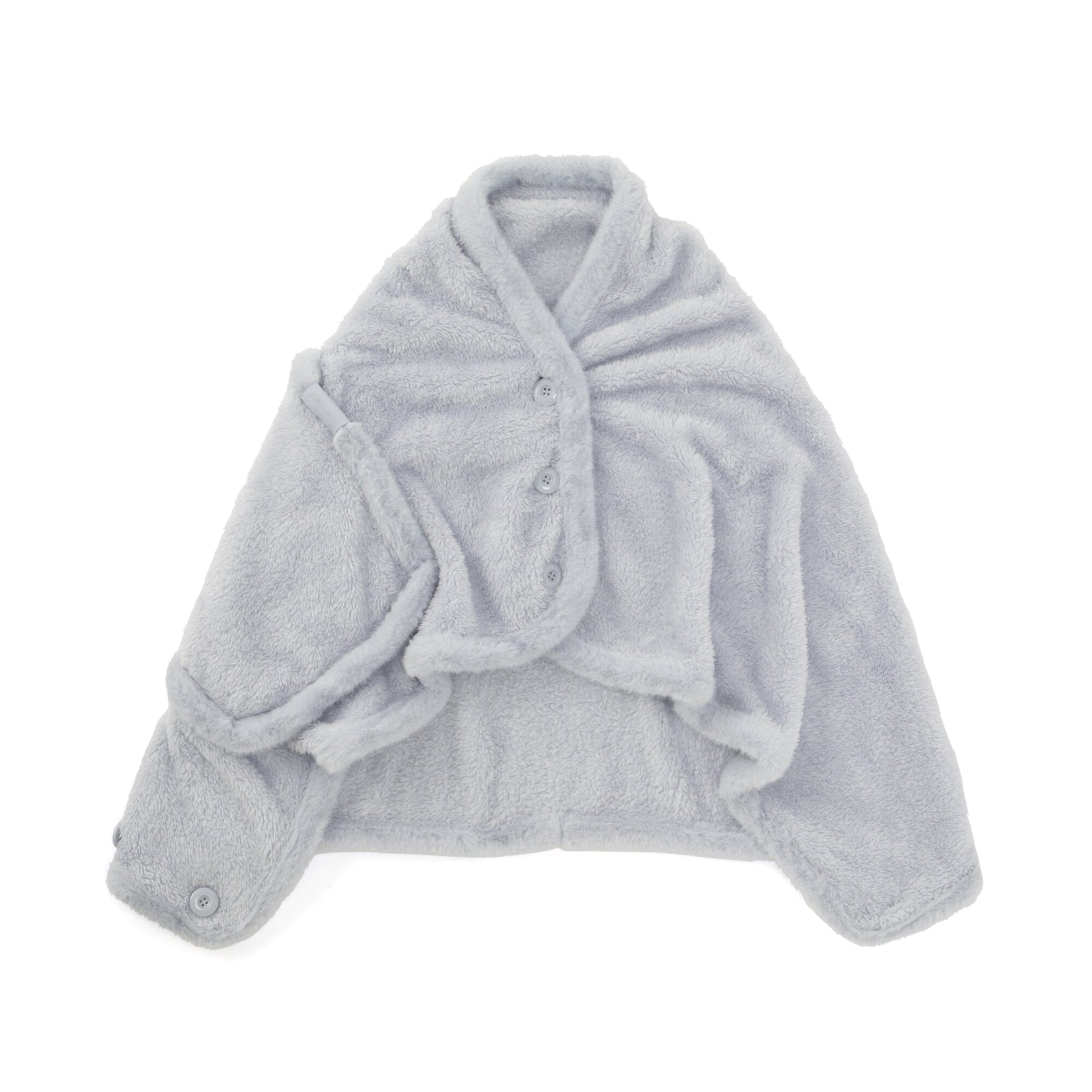 Warm Fleece 4Way Poncho Size S Light Blue