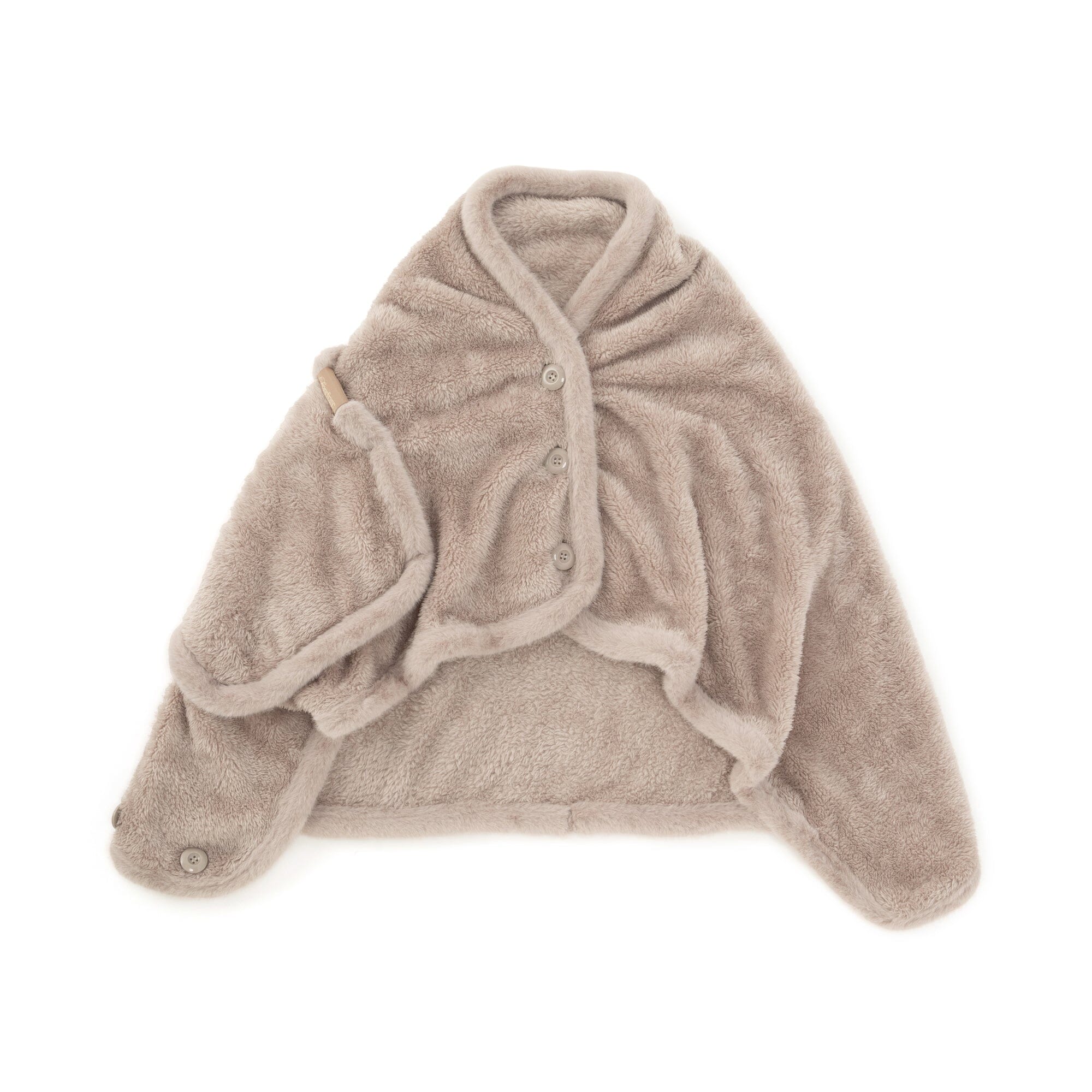 Warm Fleece 4Way Poncho Size S Greige