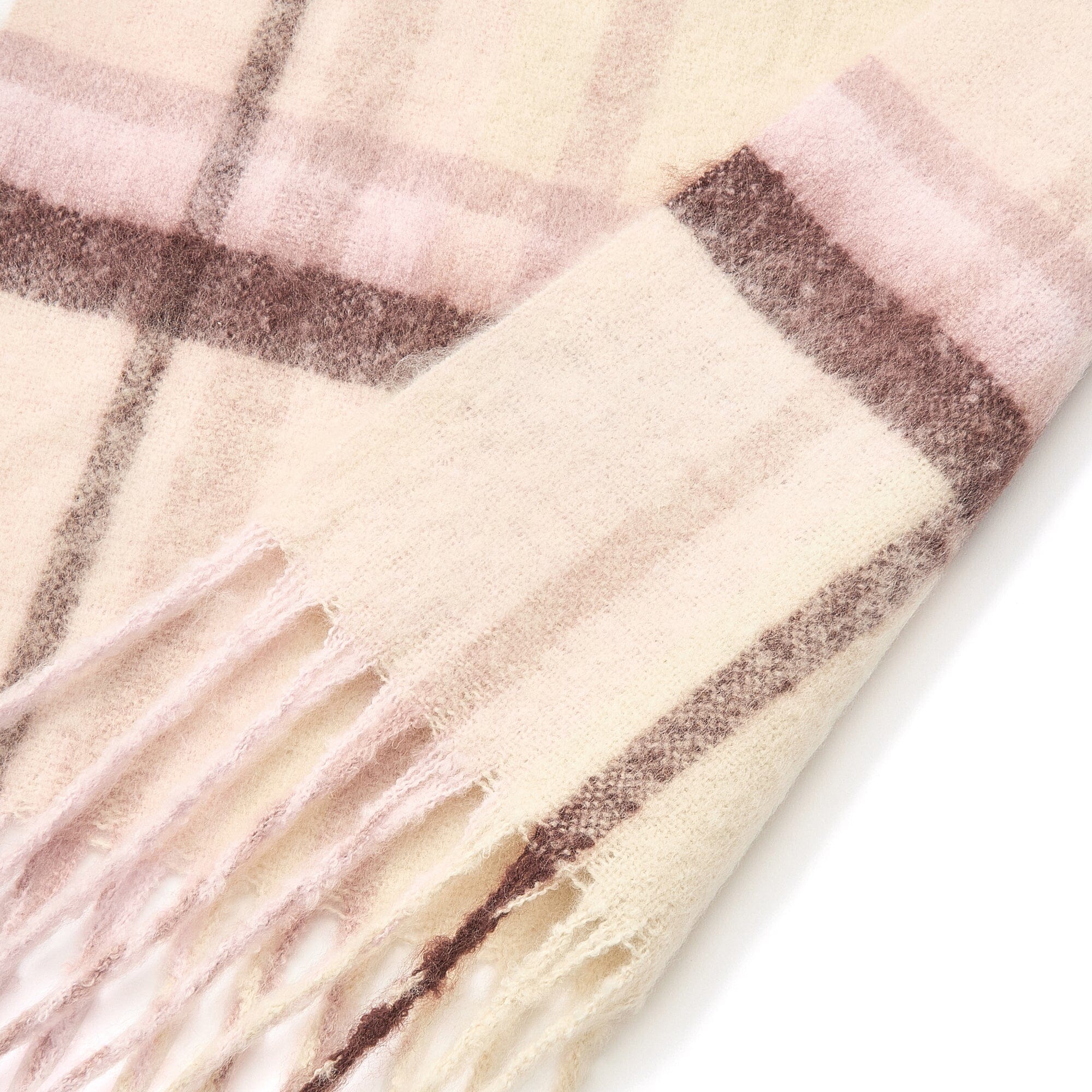 Mohair Like Check Muffler Pink