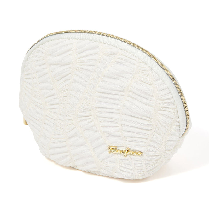 Emboss Round Pouch  Ivory