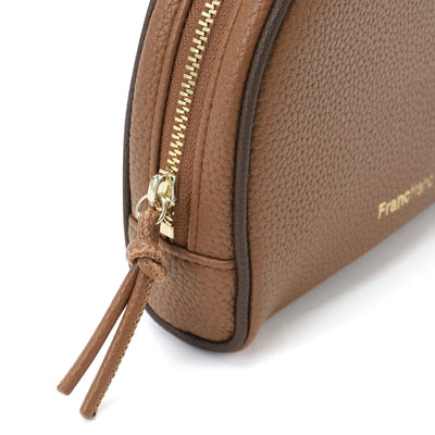 Bicolor Round Pouch Brown