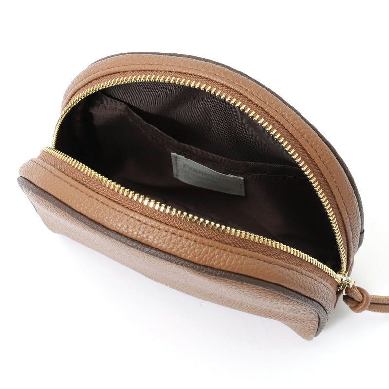 Bicolor Round Pouch Brown