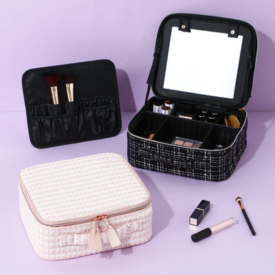 Tweed Vanity Makeup Bag Black