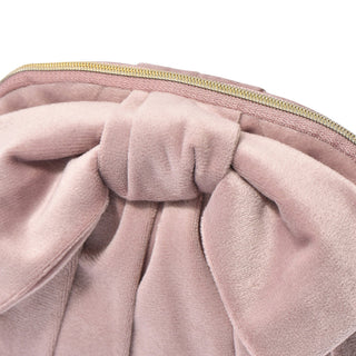 Velour Ribbon Pouch Small Pink