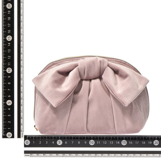 Velour Ribbon Pouch Small Pink