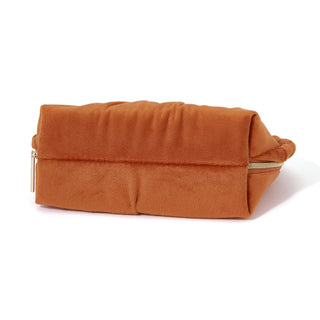 Velour Pleat Pouch Small Orange