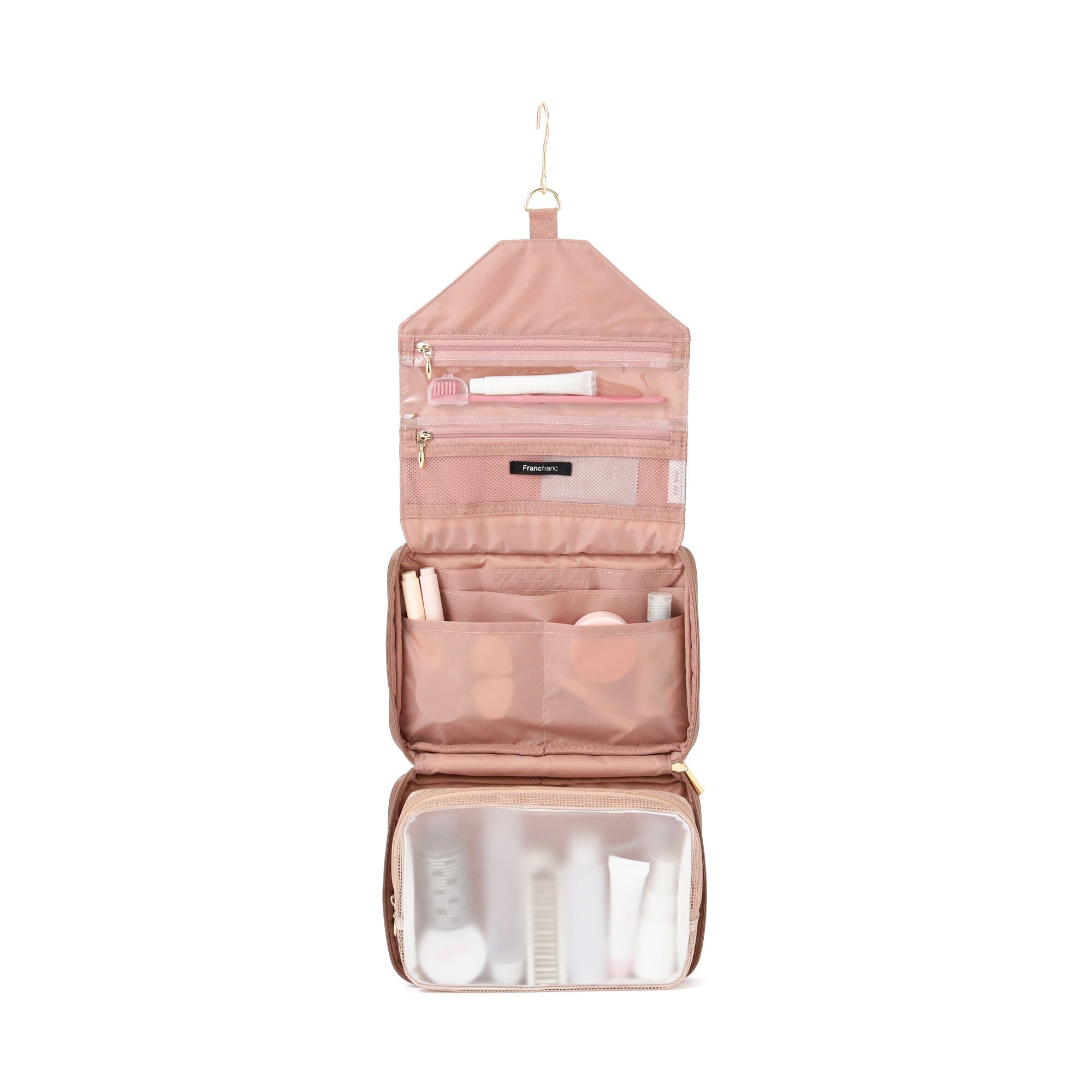 Bicolor Hanging Pouch Large Pink x Brown