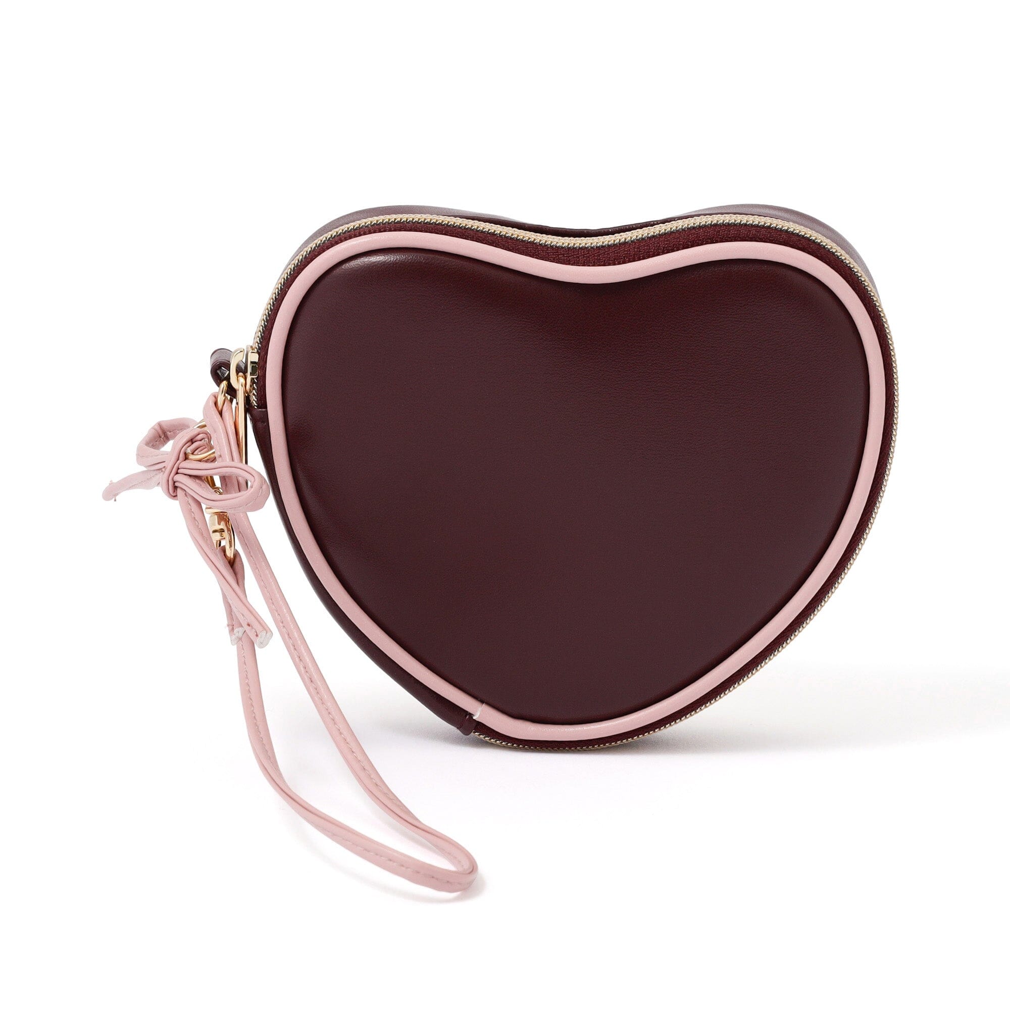 Heart Shaped Mini Pouch Brown