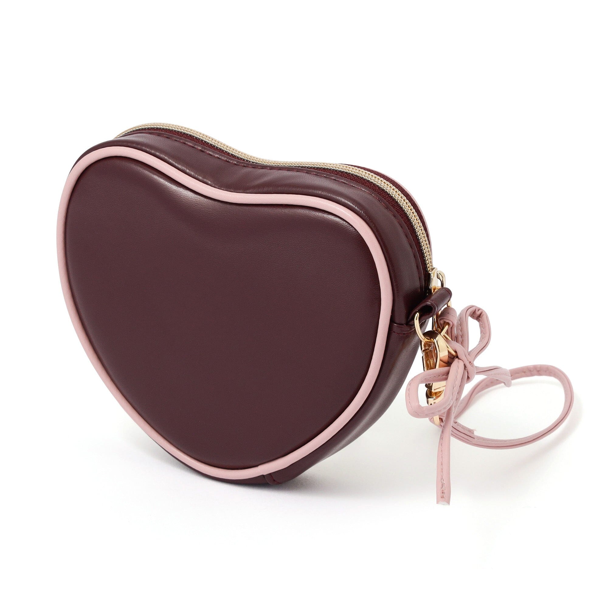Heart Shaped Mini Pouch Brown