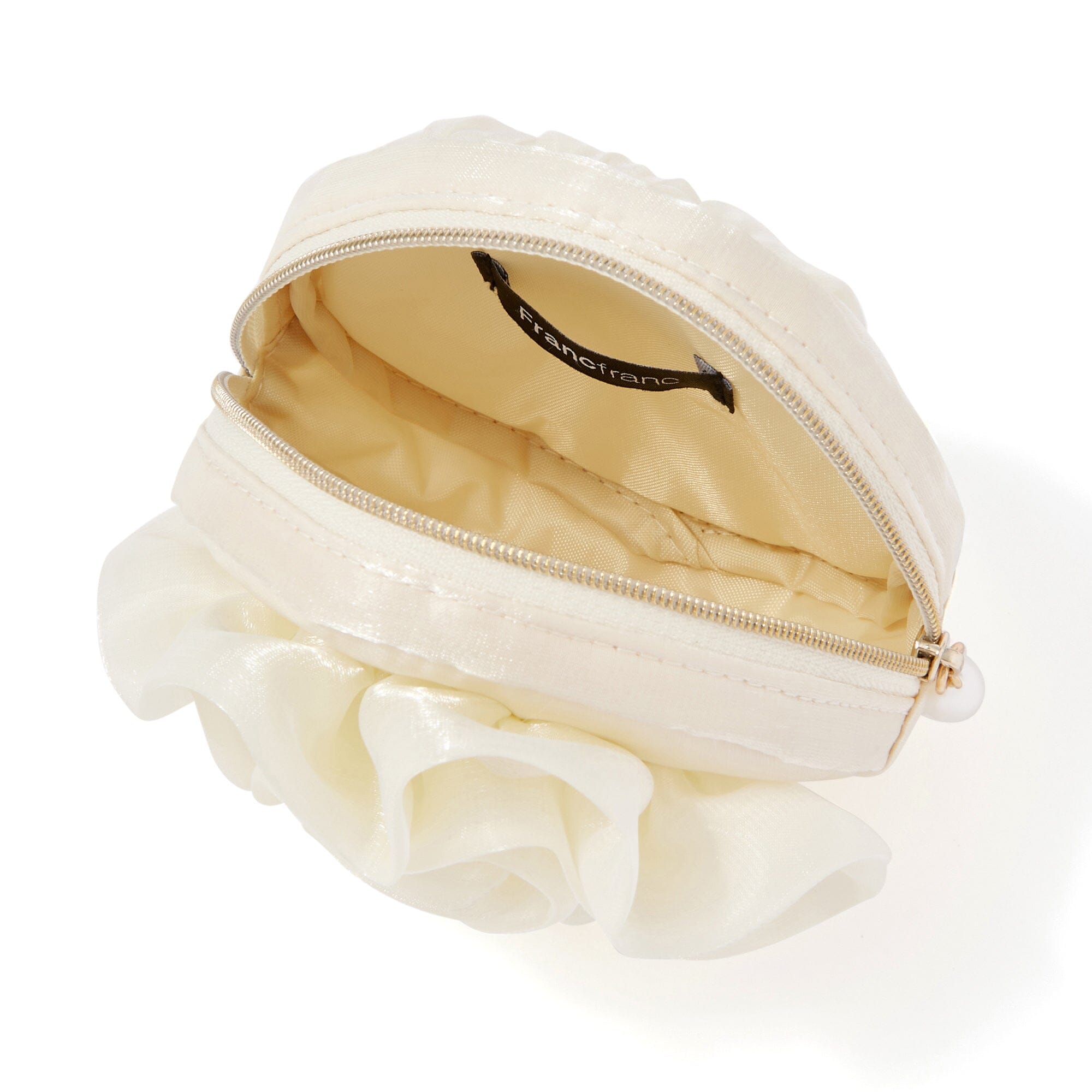 Organdy Flower Mini Pouch Ivory