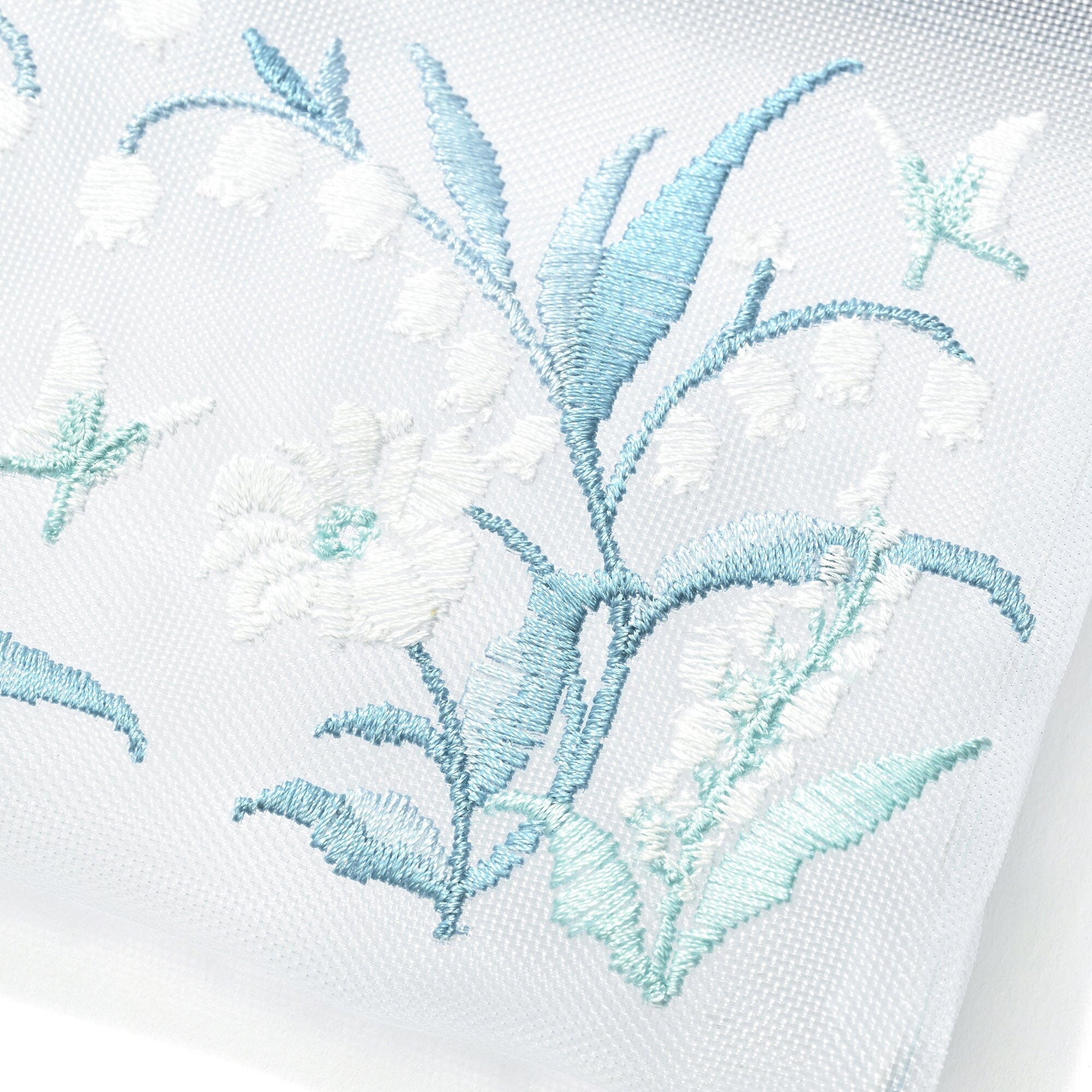 Mesh Embroidery Mini Flat Pouch Light Blue