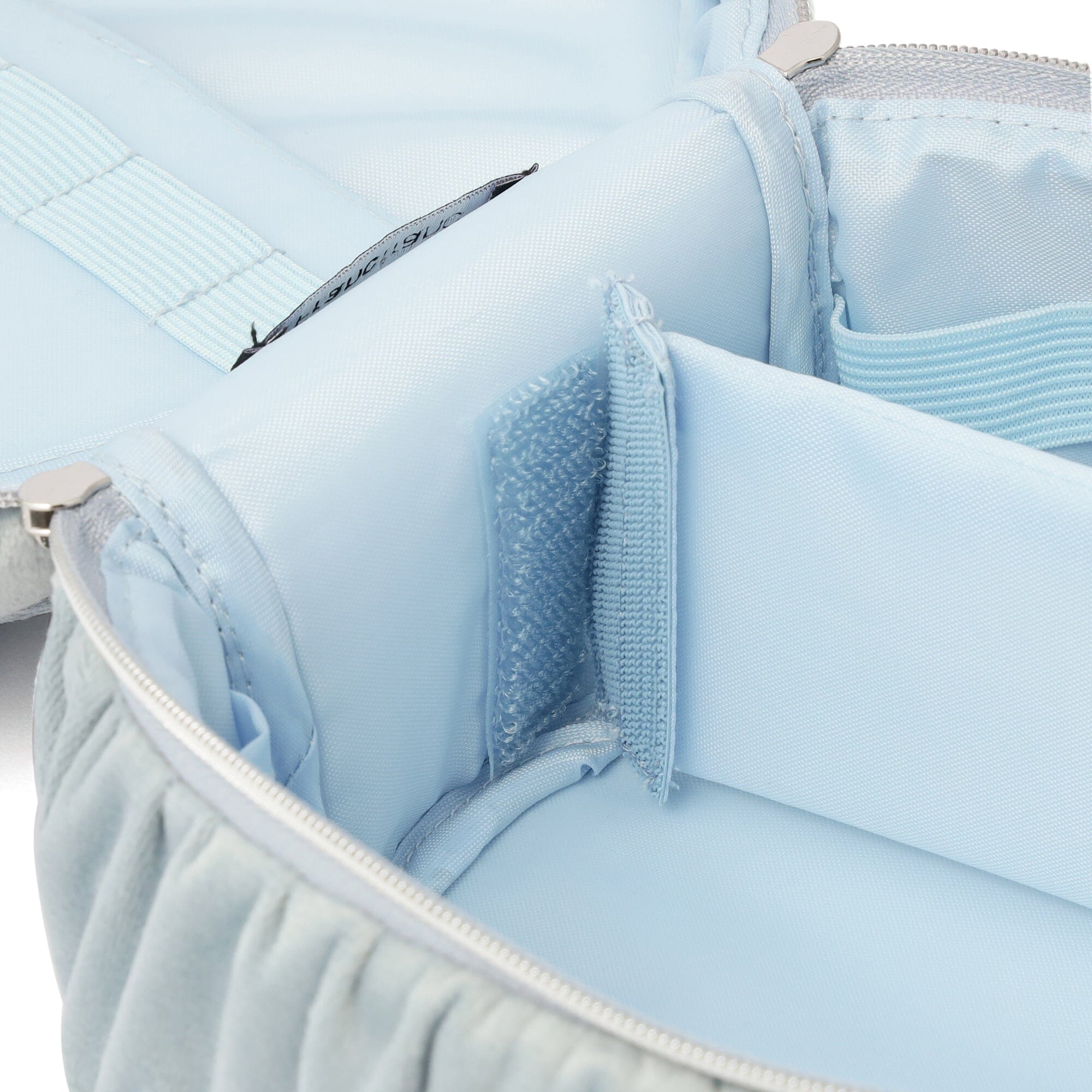 Velour Ribbon Vanity Pouch S Light Blue