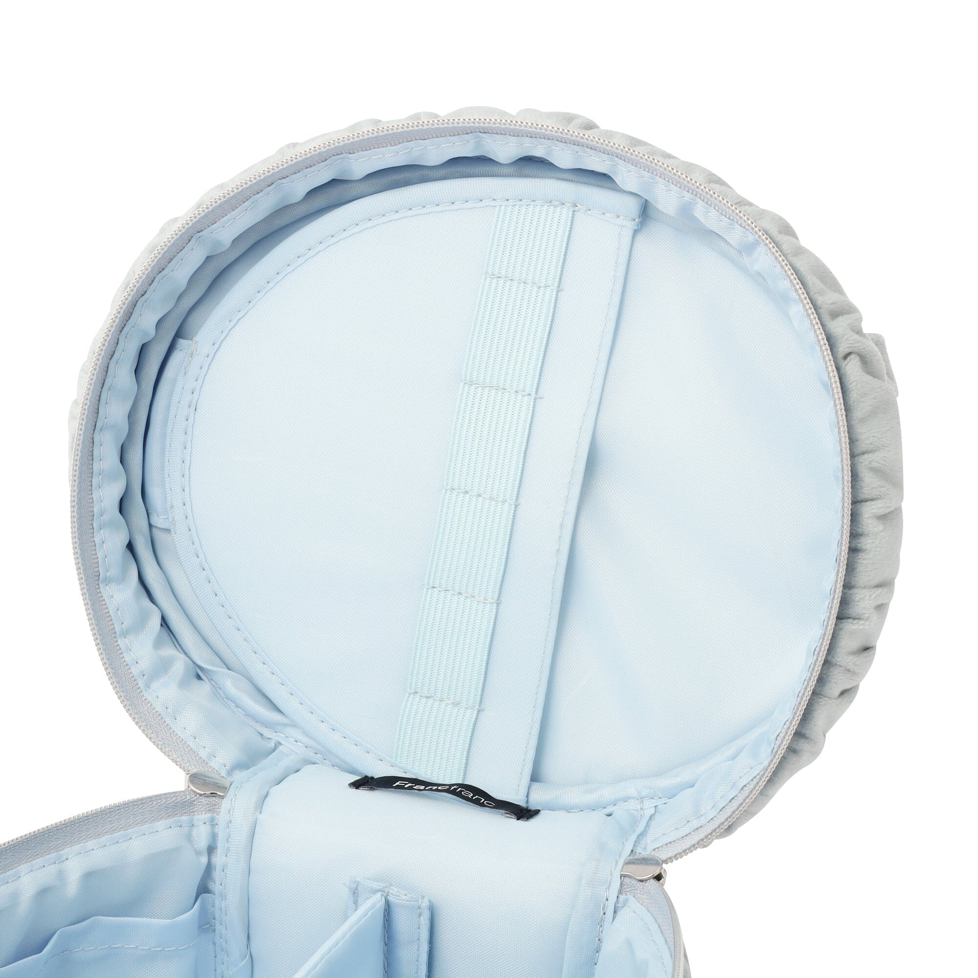 Velour Ribbon Vanity Pouch S Light Blue