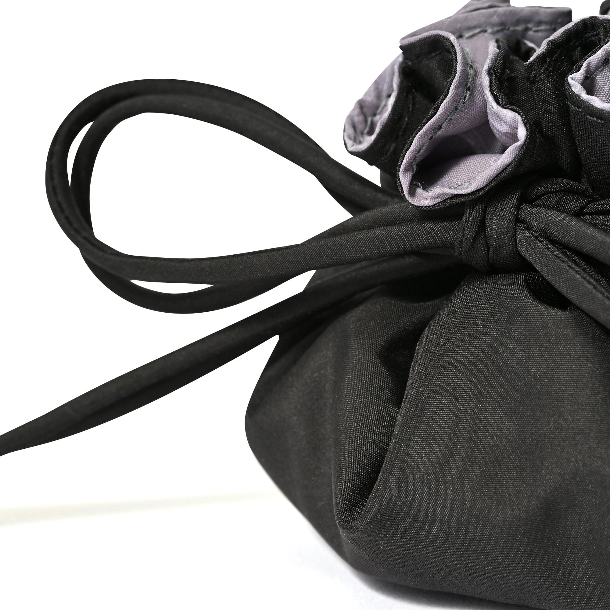 Accessory Drawstring Pouch Classic Flower Design Dark Gray