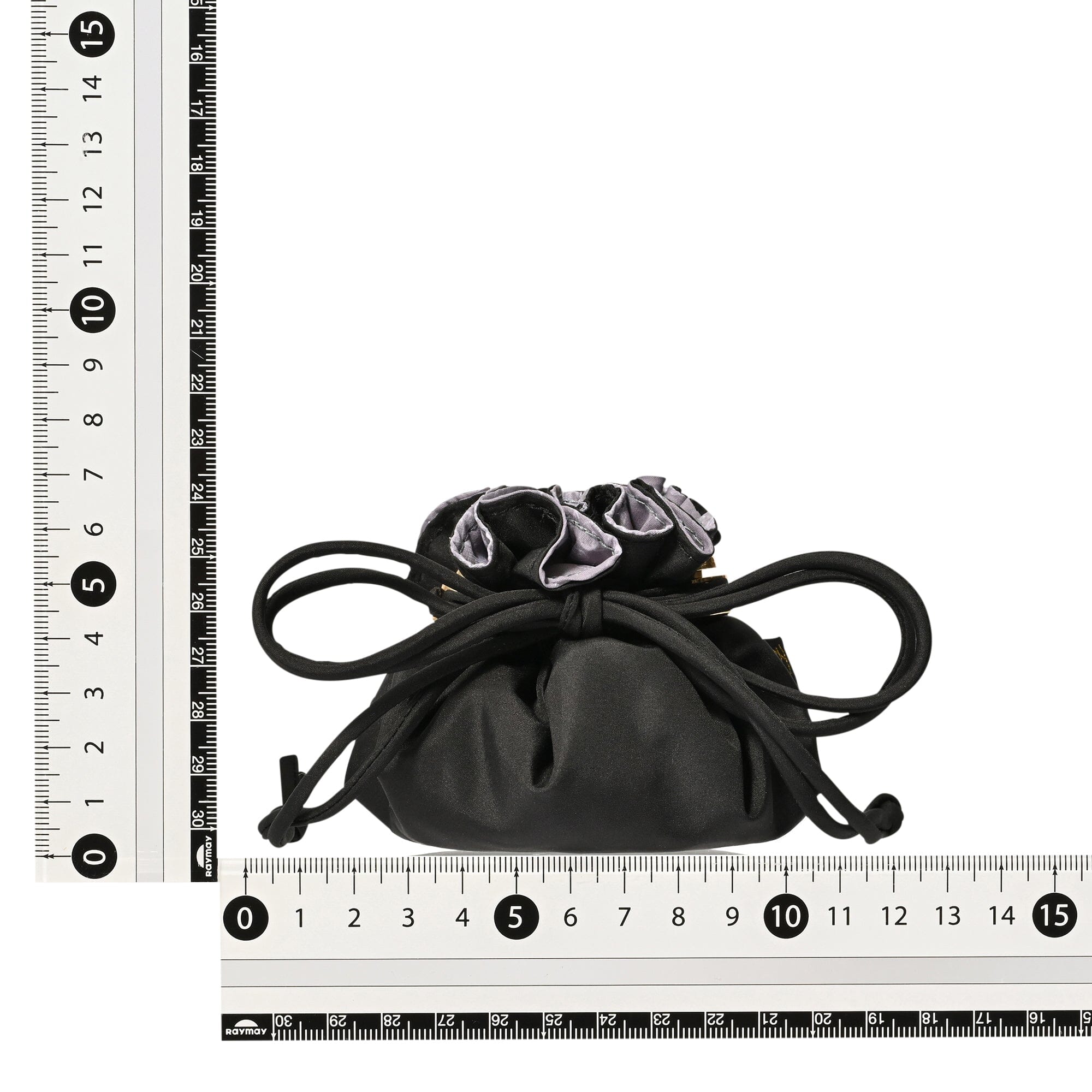 Accessory Drawstring Pouch Classic Flower Design Dark Gray
