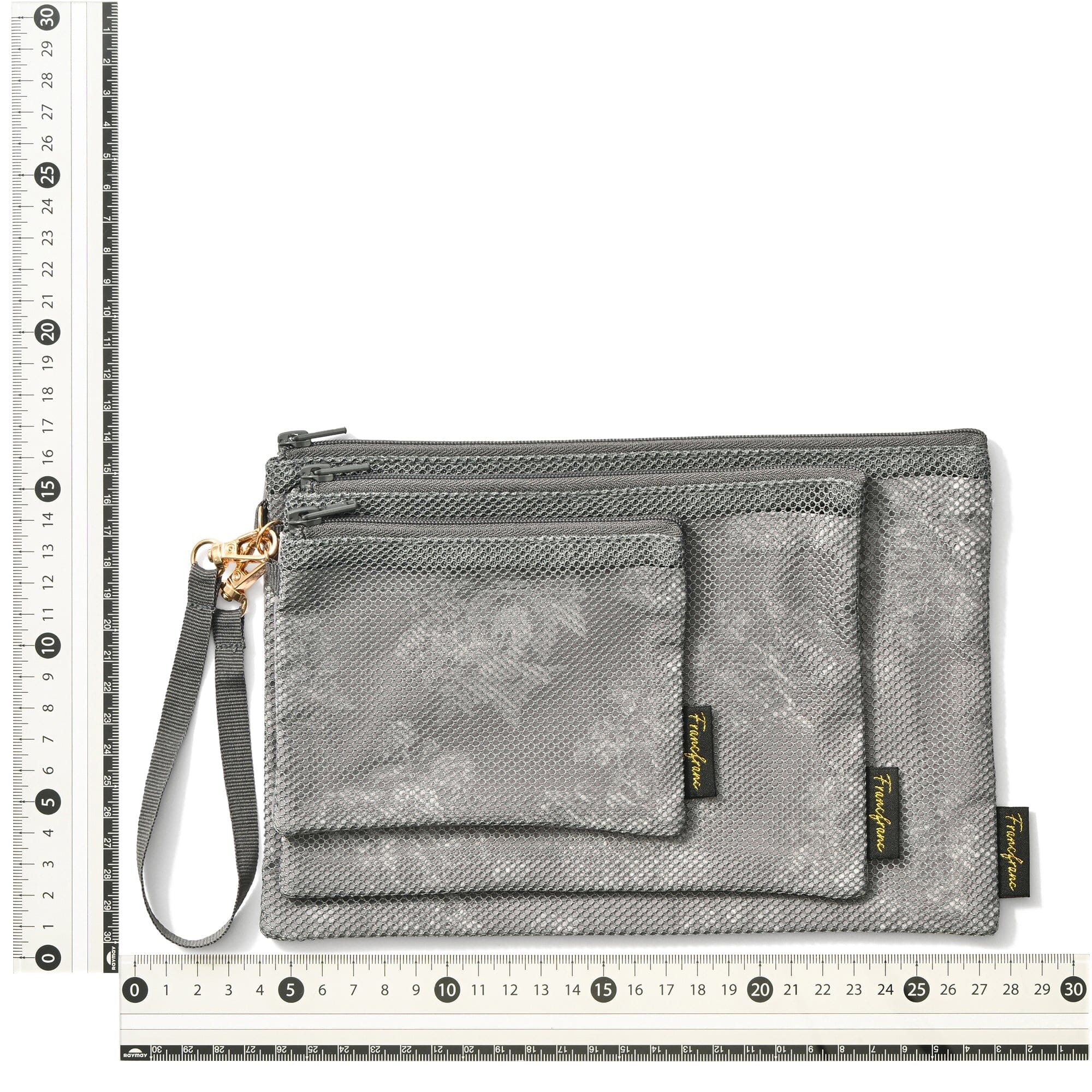 Mesh Pouch Set Classic Flower Dark Gray