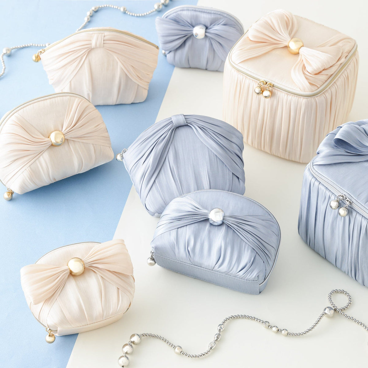 Chiffon Ribbon Pouch S Light Blue
