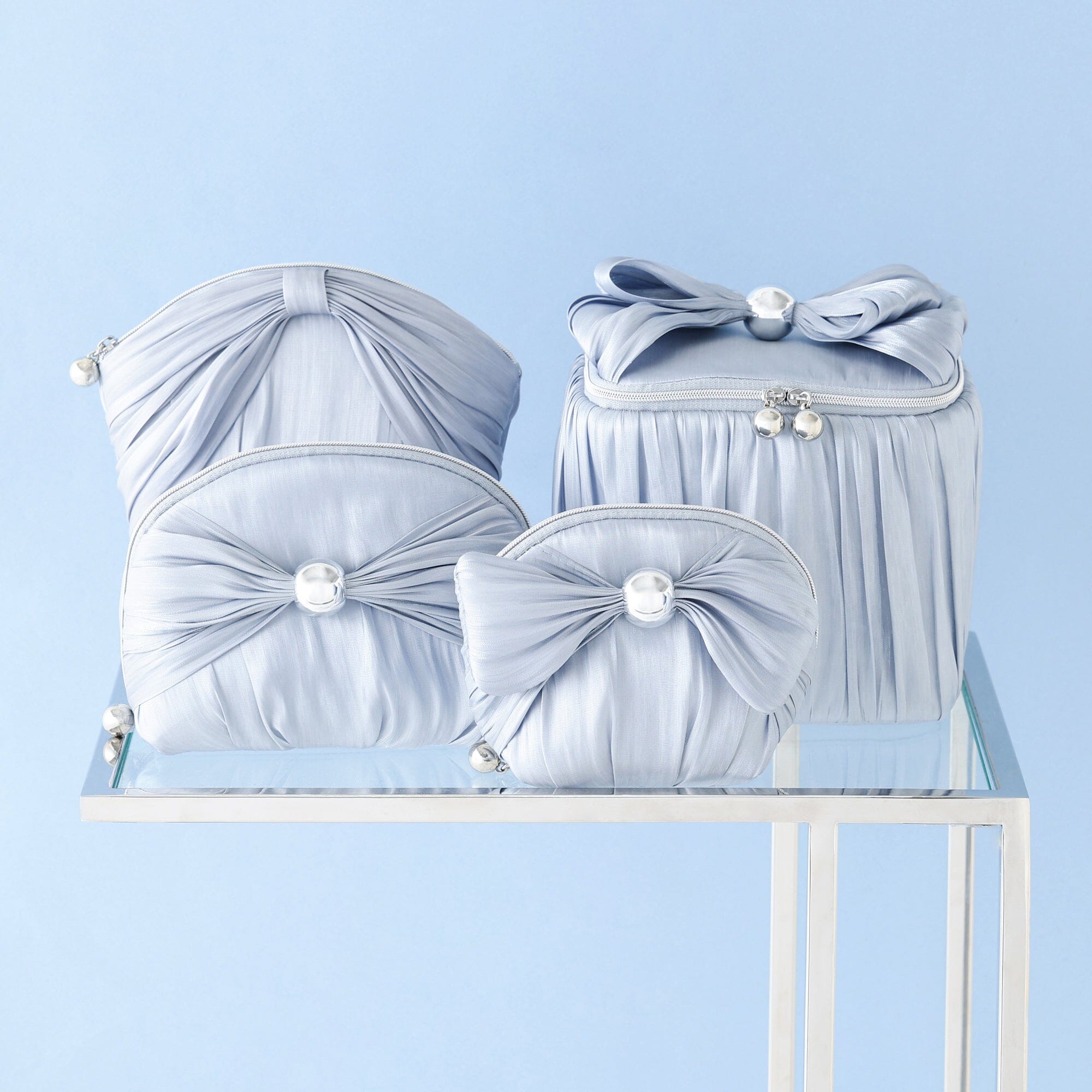 Chiffon Ribbon Pouch S Light Blue