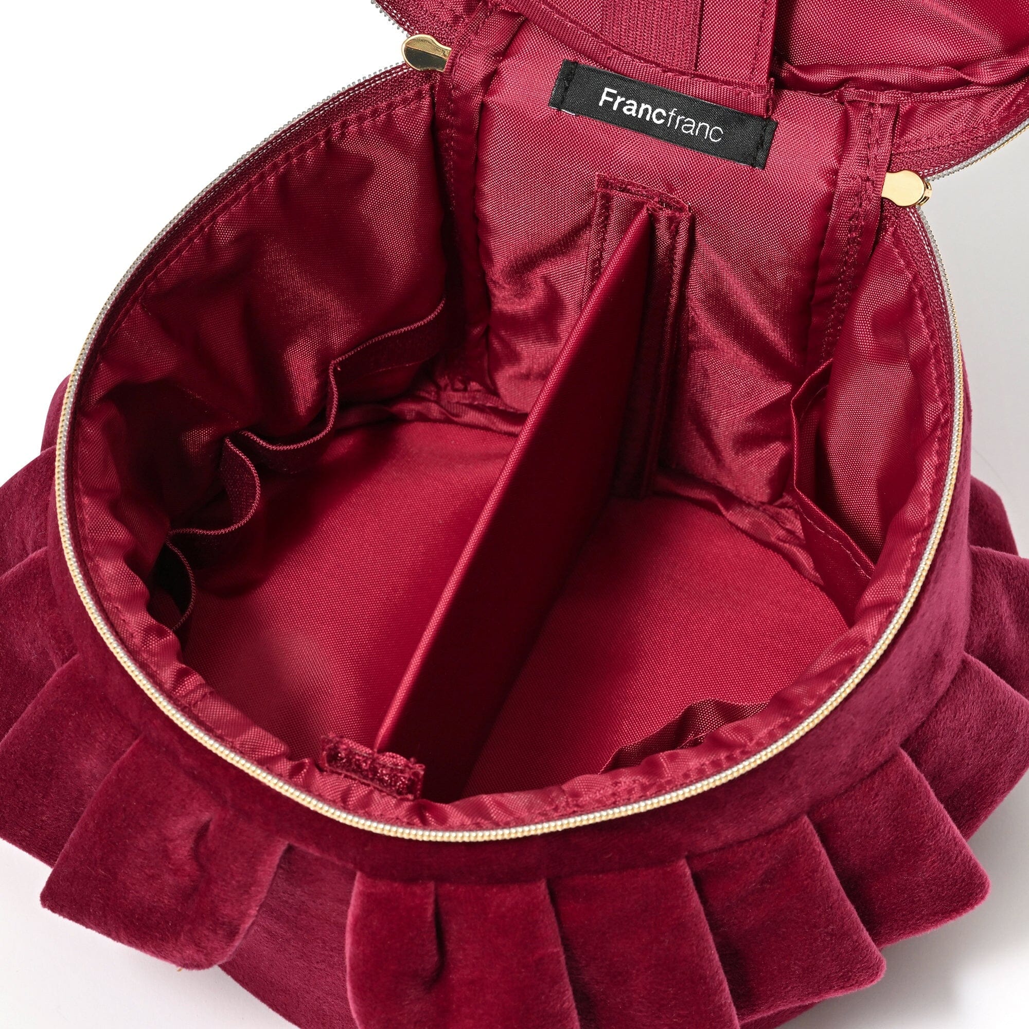 Velour Frill Vanity Pouch S Wine