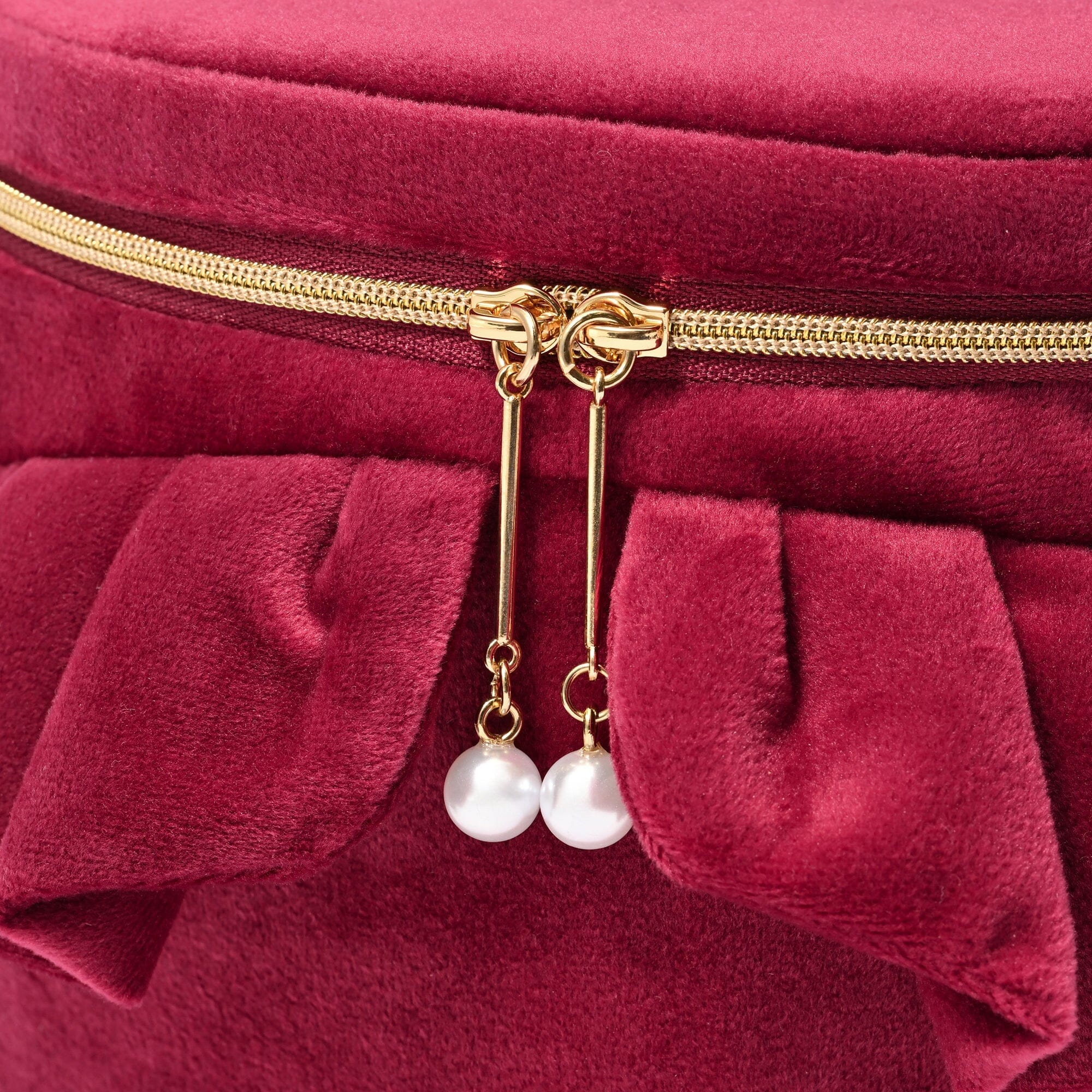 Velour Frill Vanity Pouch S Wine
