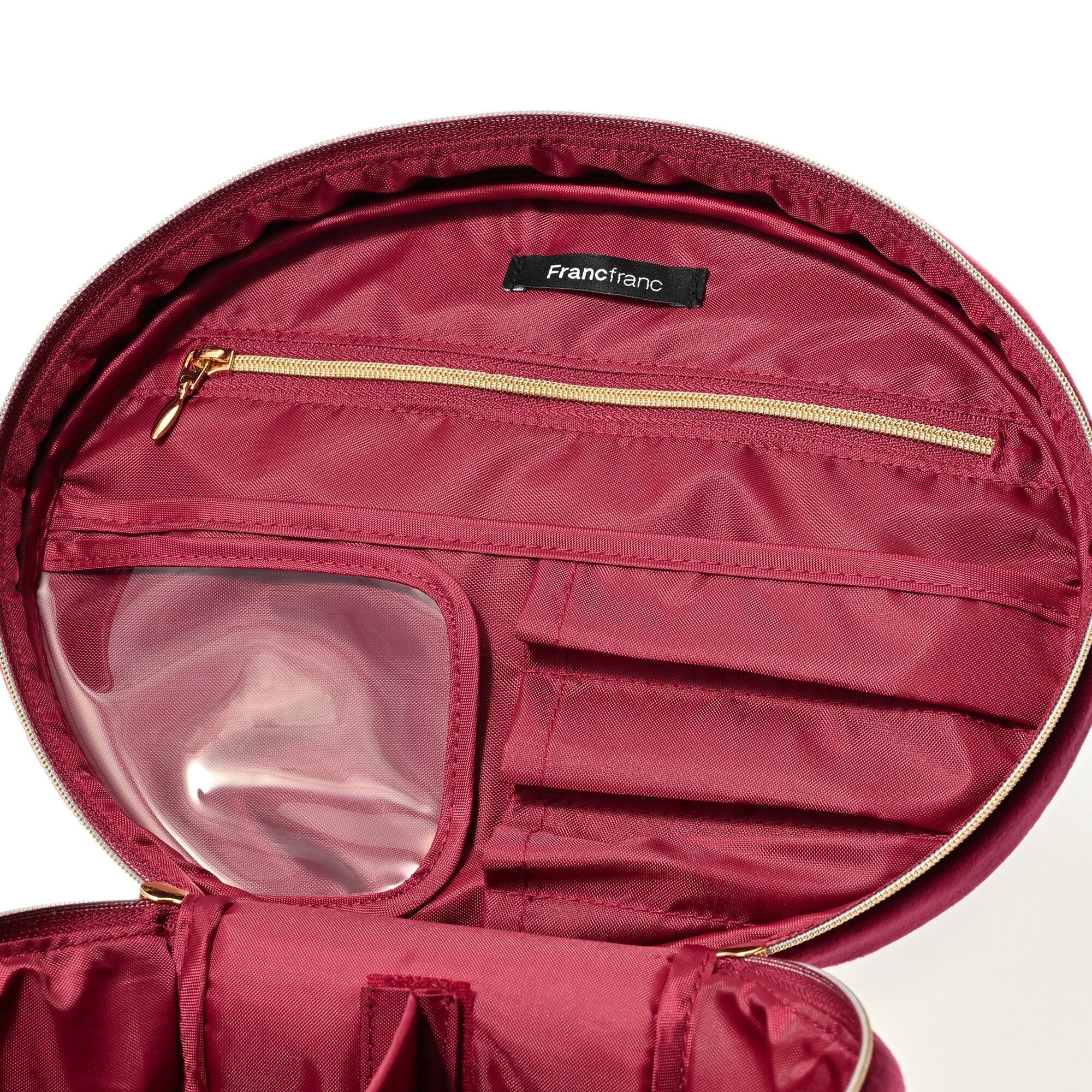Velour Frill Vanity Pouch L Wine