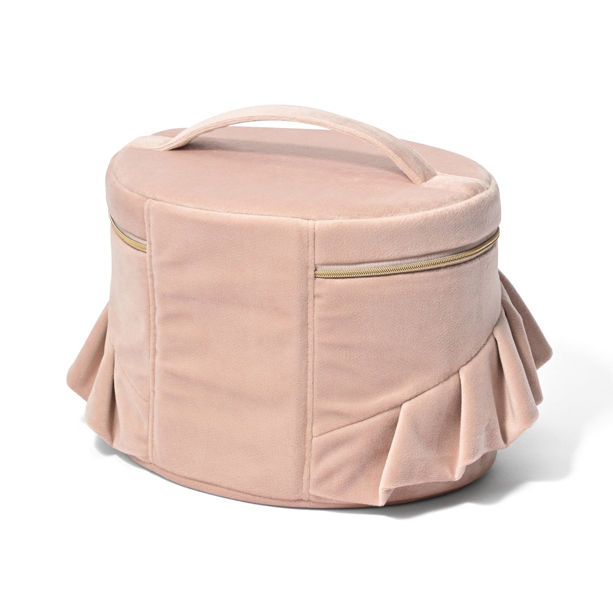 Velour Frill Vanity Pouch L Pink