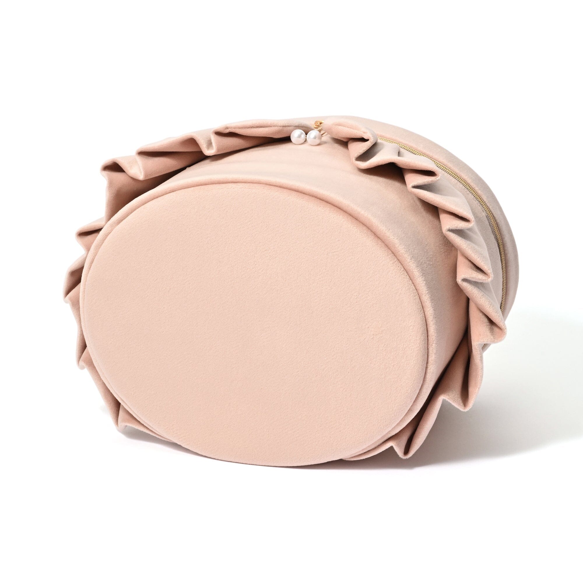 Velour Frill Vanity Pouch L Pink
