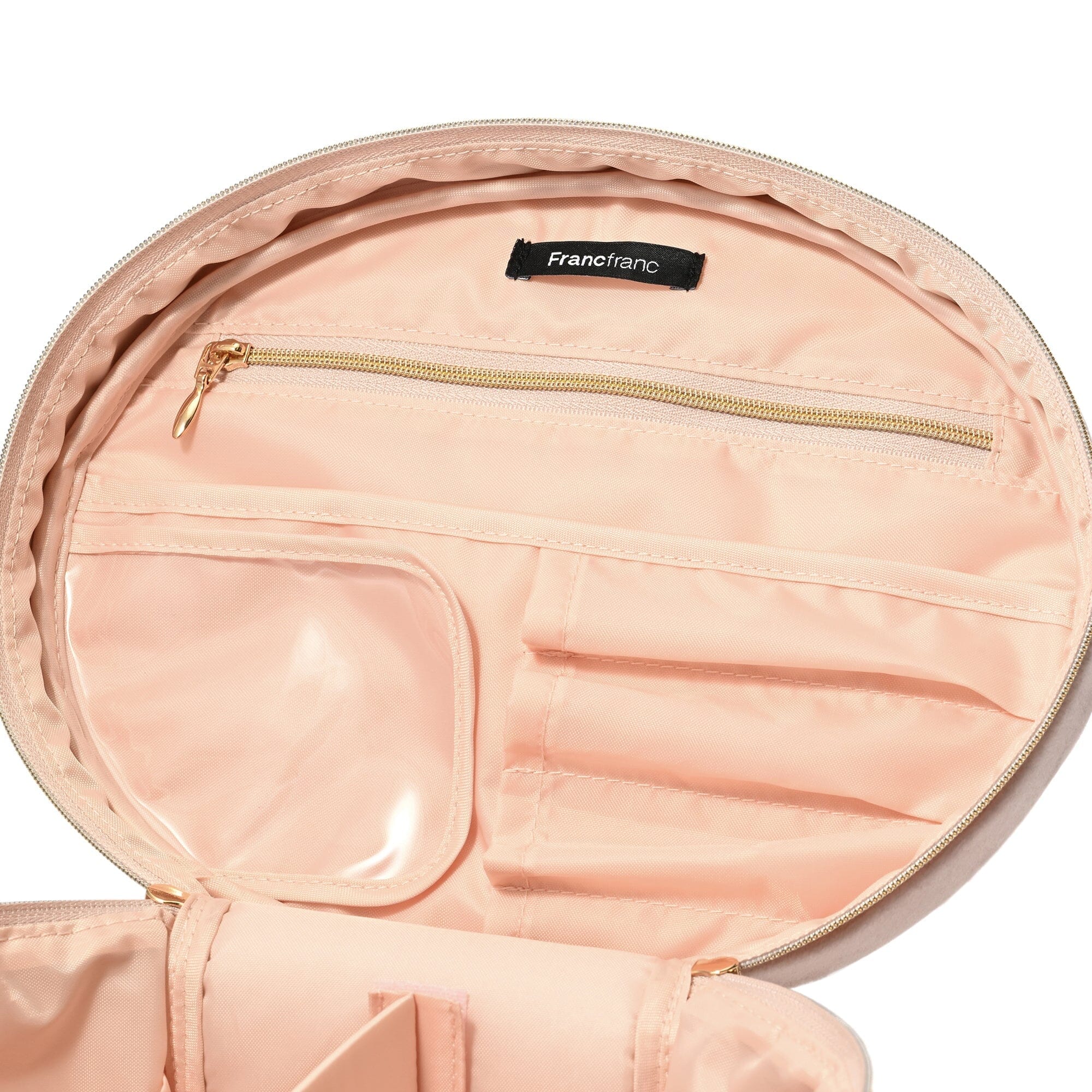 Velour Frill Vanity Pouch L Pink