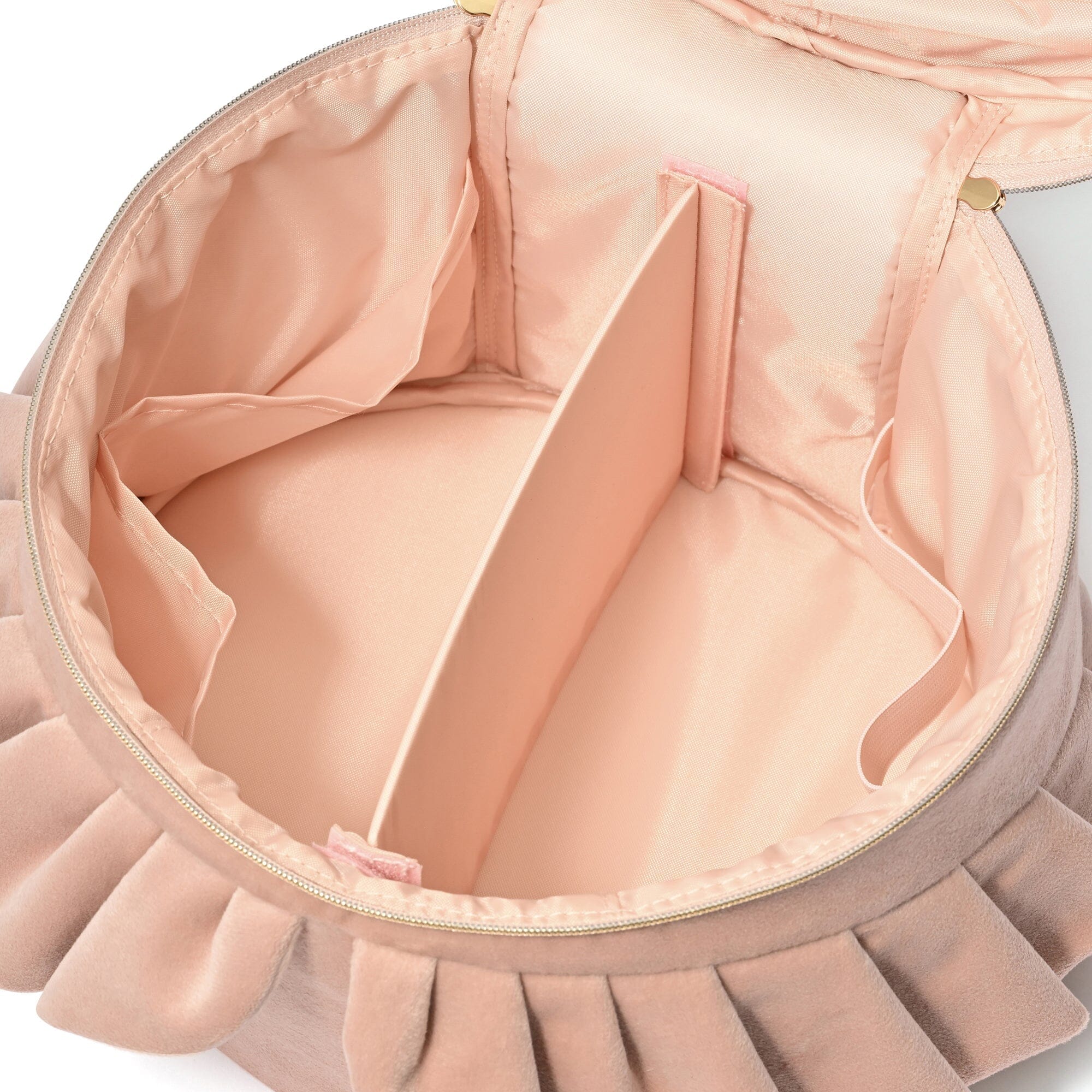 Velour Frill Vanity Pouch L Pink