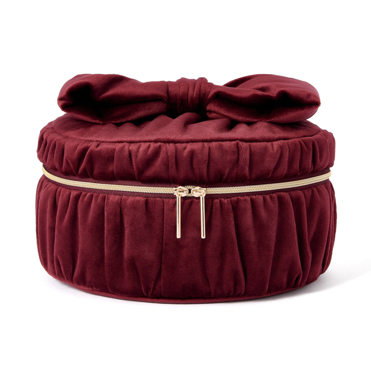 Velvet Ribbon Vanity Pouch Small Dark Red