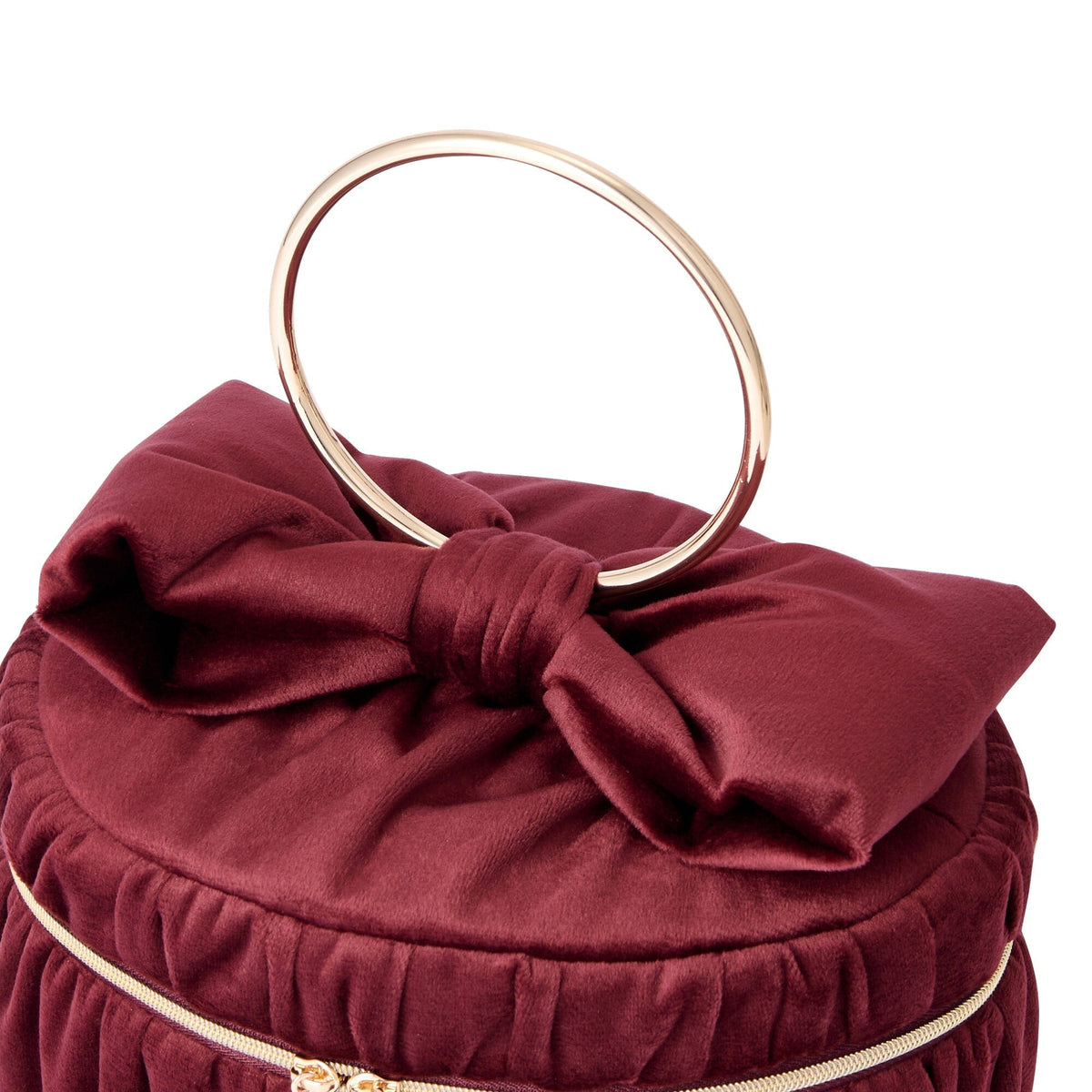 Velvet Ribbon Vanity Pouch Small Dark Red