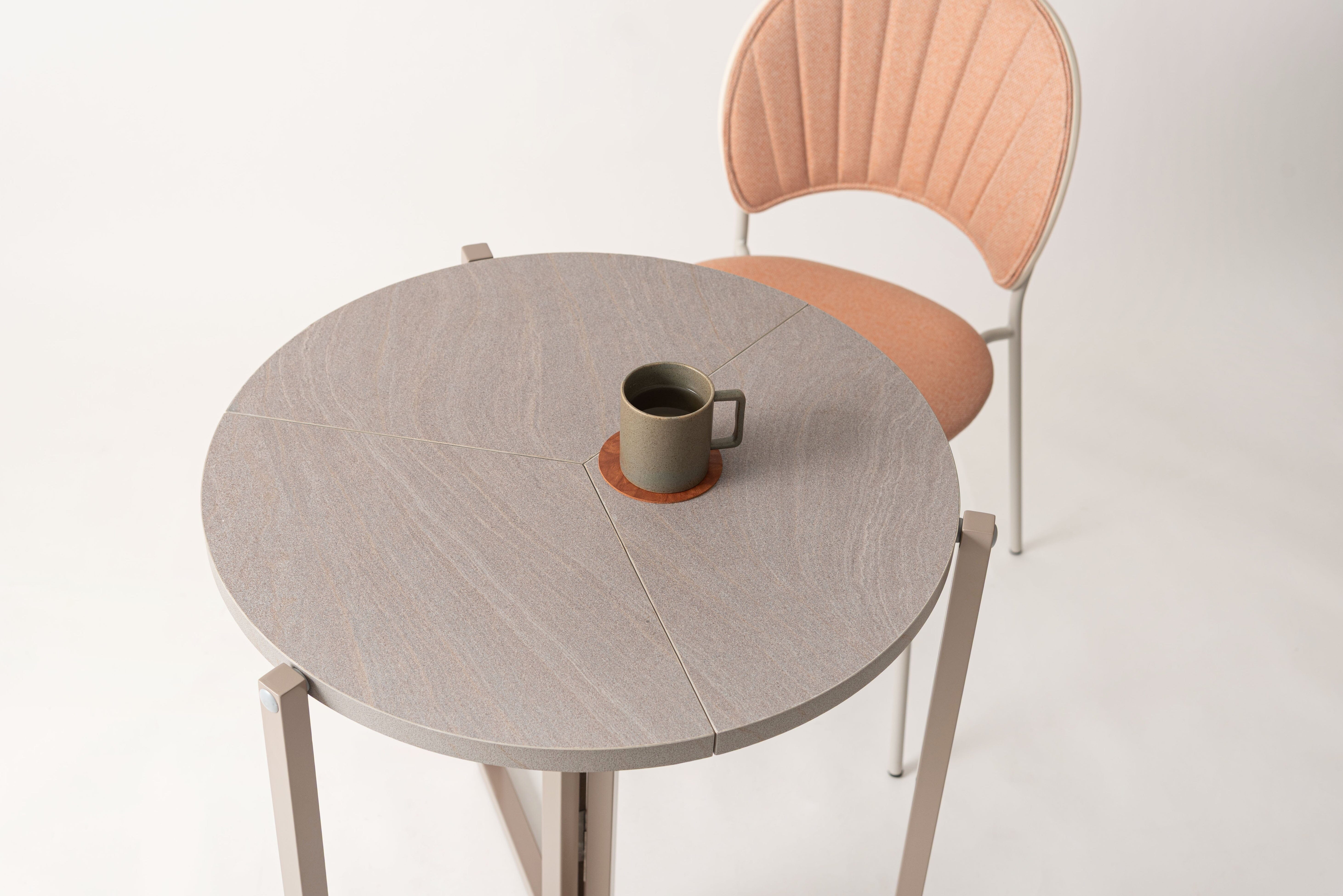 Folding Table Round  60 Beige