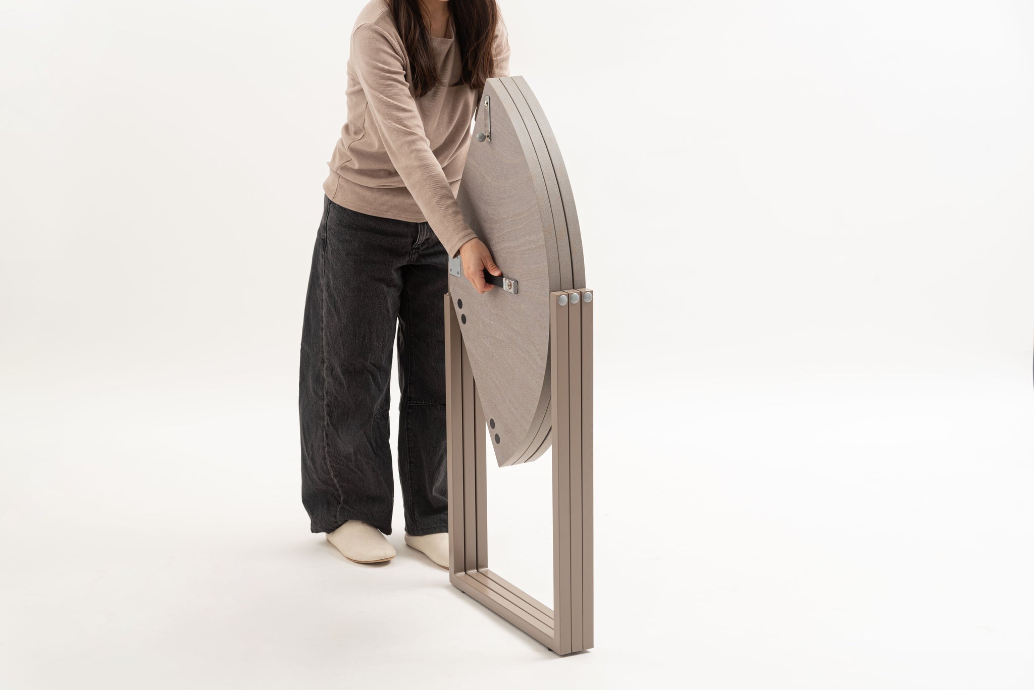 Folding Table Round  90 Beige
