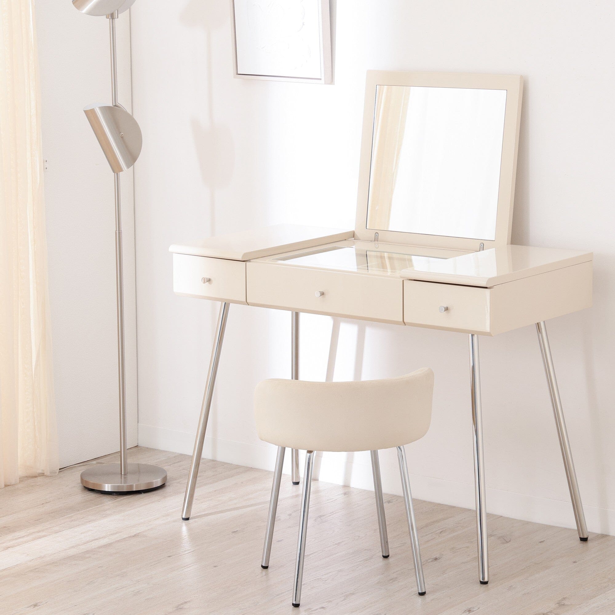 Plumor Stool Light Beige X Silver